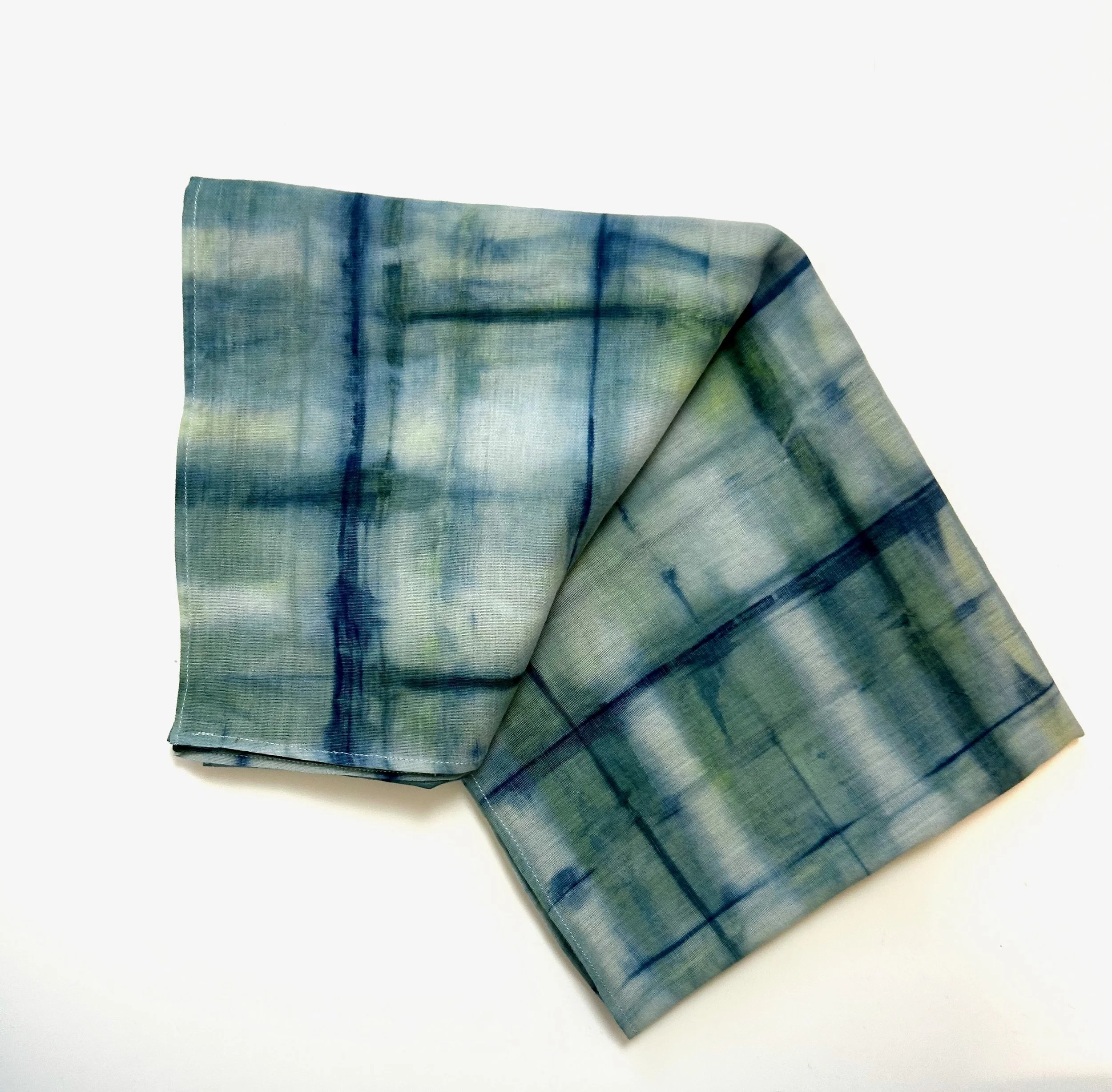 Organic Cotton Big Square Scarf - Indigo Plaid