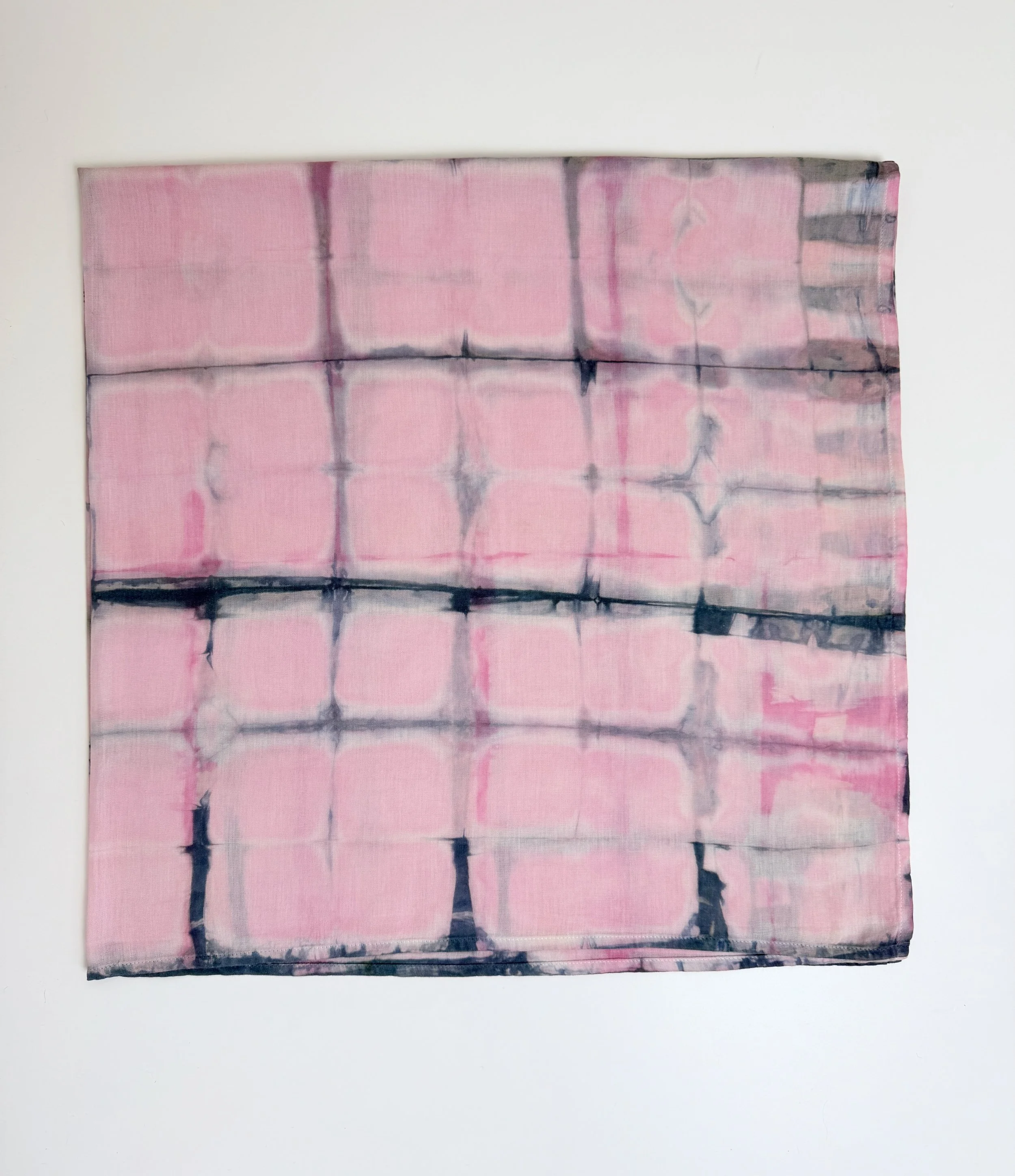 Organic Cotton Big Square Scarf - Pink Shibori