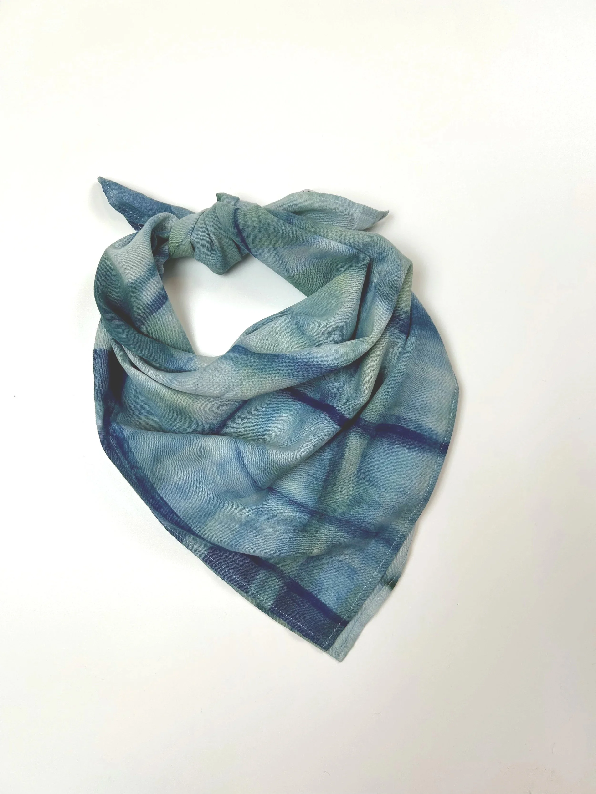 Organic Cotton Bandana Scarf - Indigo Plaid