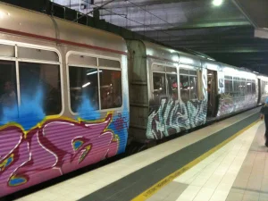Brisbane trains as art canvas after the 2011 floods.