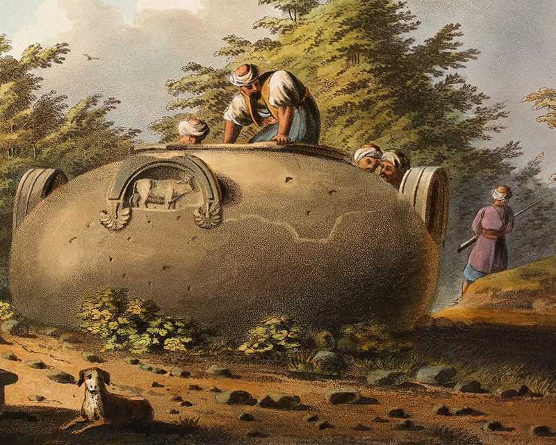  A colossal vase at Amathus, Limassol, Cyprus (detail).&nbsp;The original painting by Luigi Mayer was first published as an aquatint in 1803. 