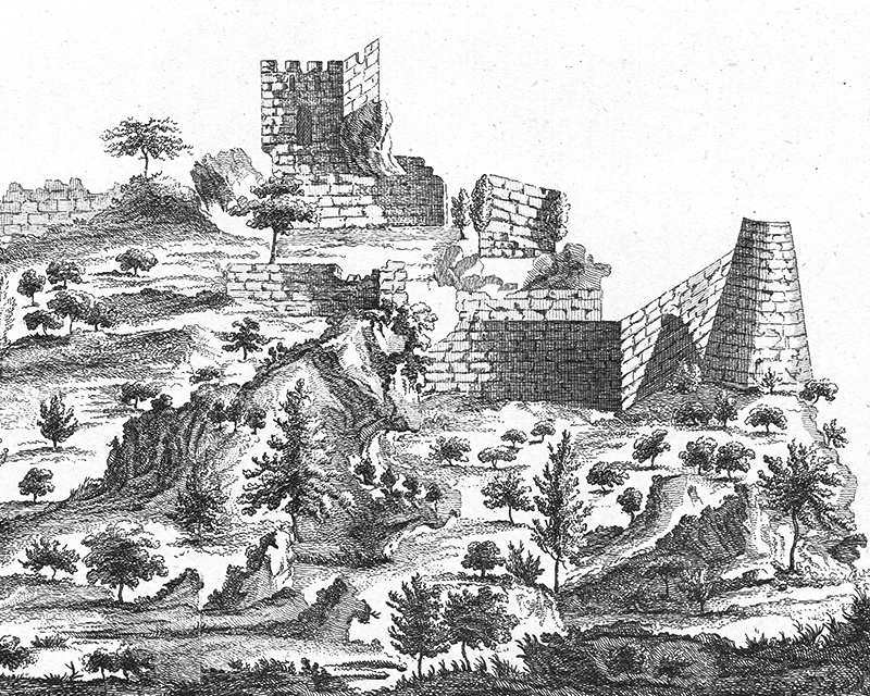  West view of Kantara Castle - engraving (detail) - Alexander Drummond, 1754. 