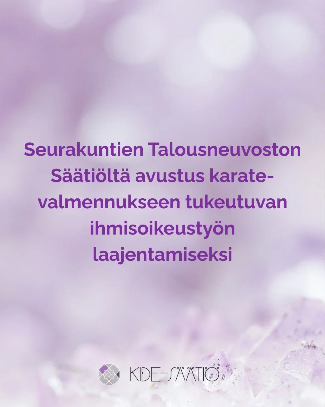 Seurakuntien Talousneuvoston S&auml;&auml;ti&ouml; on my&ouml;nt&auml;nyt Kide-s&auml;&auml;ti&ouml;lle avustuksen neuropsykiatrisesti oireilevien ns. nepsylasten sek&auml; sotatraumoista k&auml;rsivien perheiden lasten karatetoimintaan. Avustuksella