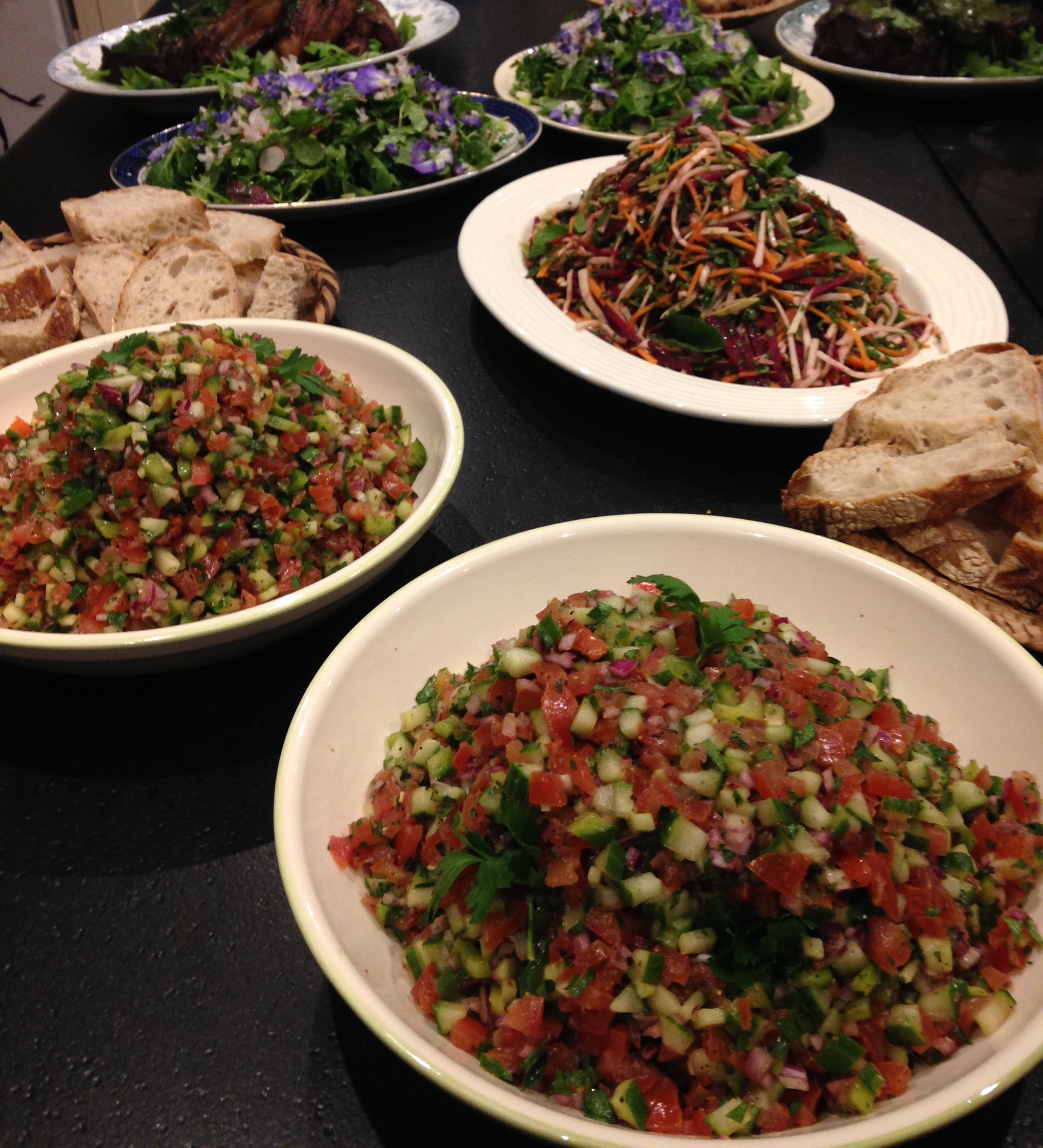  Morrocan salad &amp; Red cabbage, papaya, mango coleslaw 