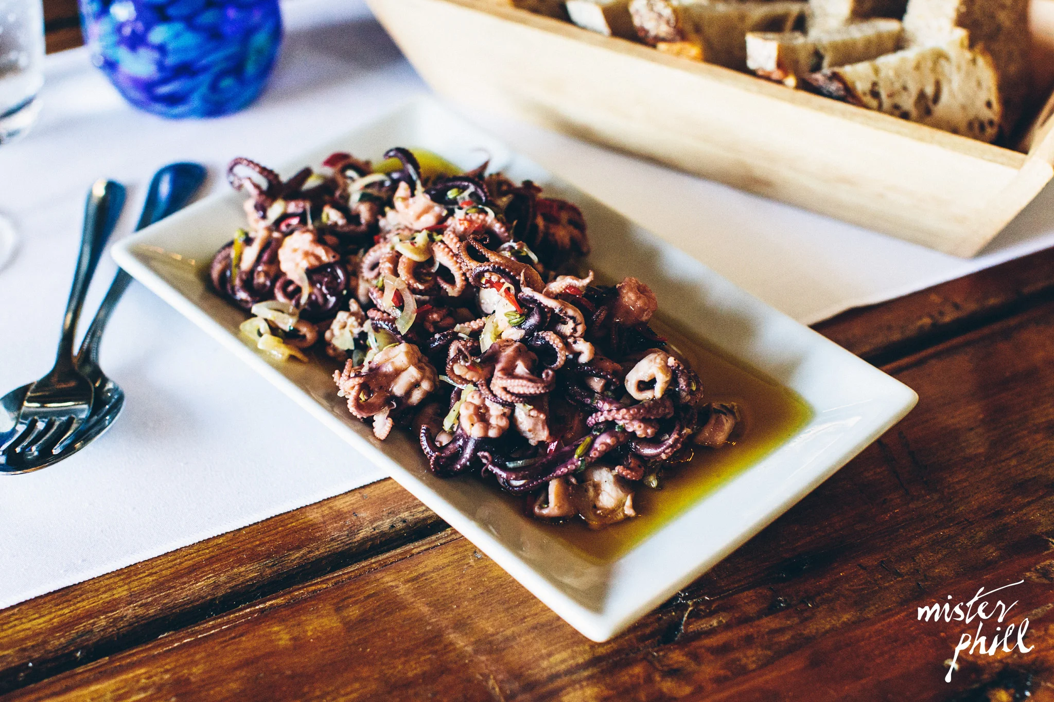 Baby octopus in olive oil , garlic, fennel & chilli