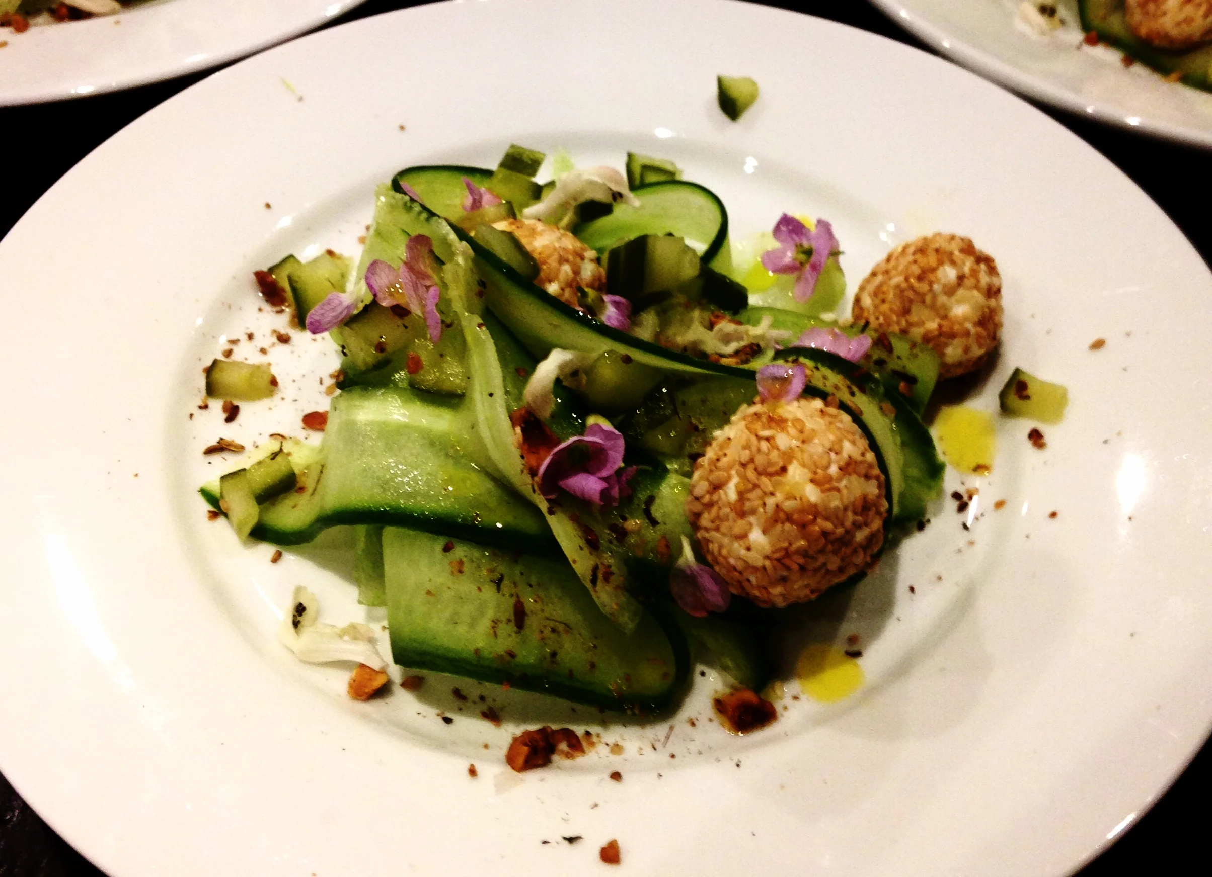  Cucumber, ewe's curd, anise.   