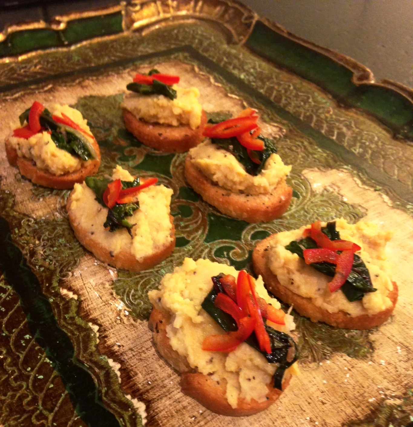  Chickpea, chard &amp; chilli crostini 