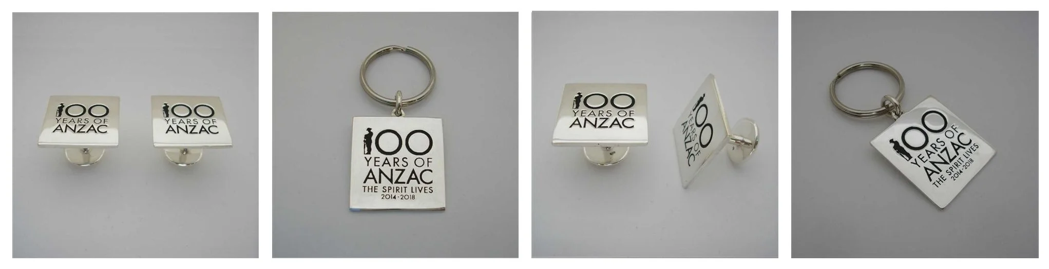  Commissioned by the Prime Minister of Australia and Cabinet and the Department of Veteran Affairs , to create Cuff Links and Key Rings for the 100 th ANZAC Commemoration .