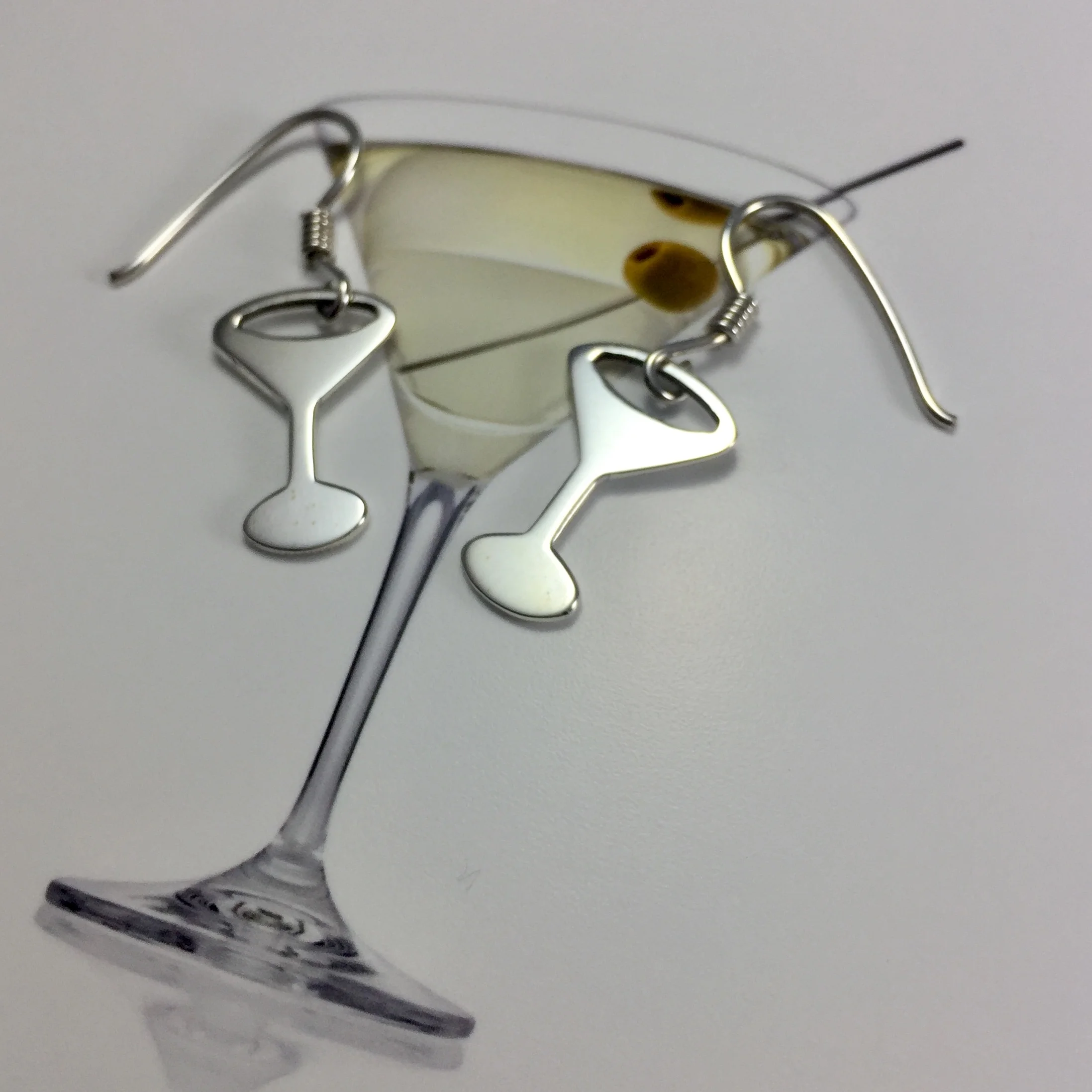 Silver Martini Glasses Earrings — i j e w e l l e r y