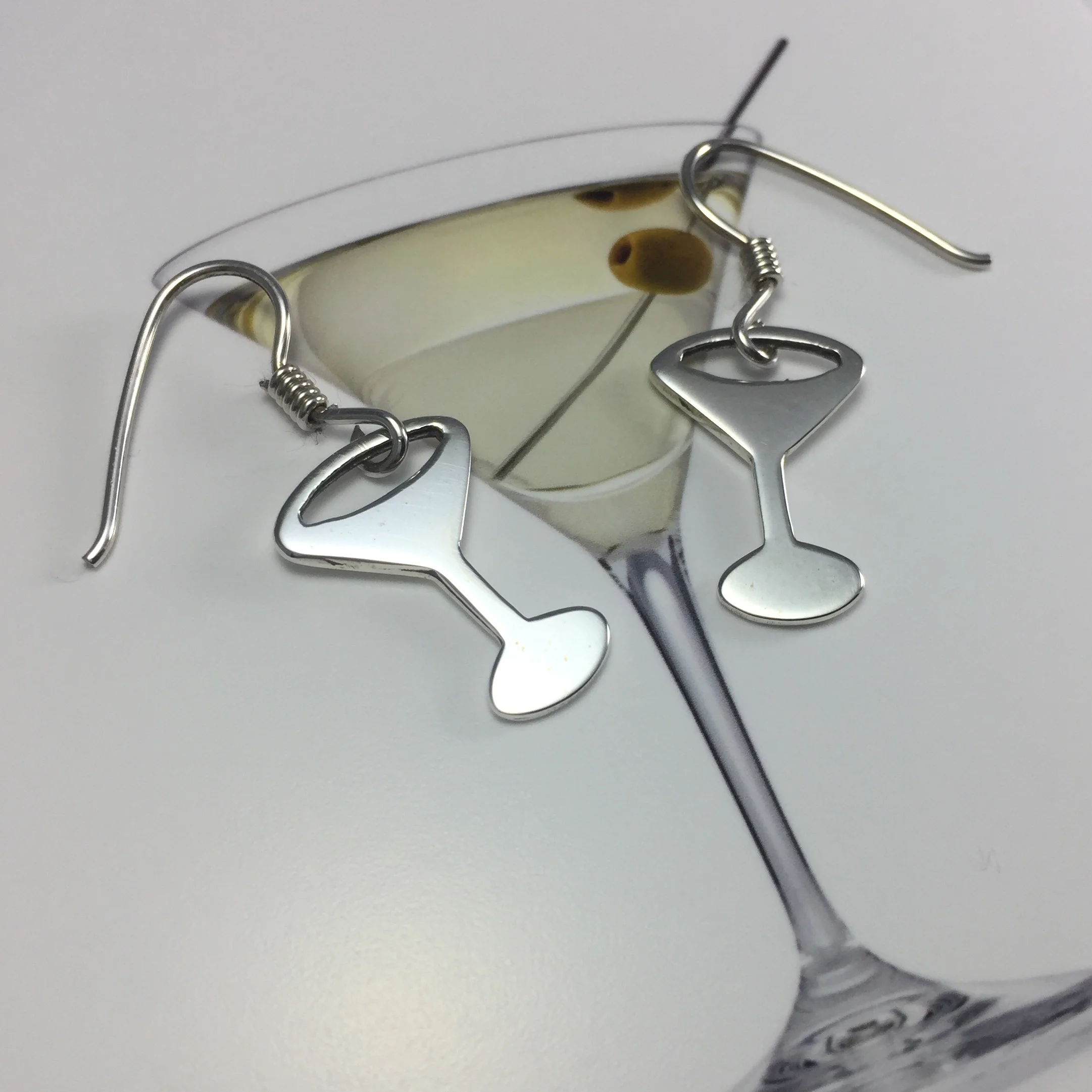 Silver Martini Glasses Earrings — i j e w e l l e r y