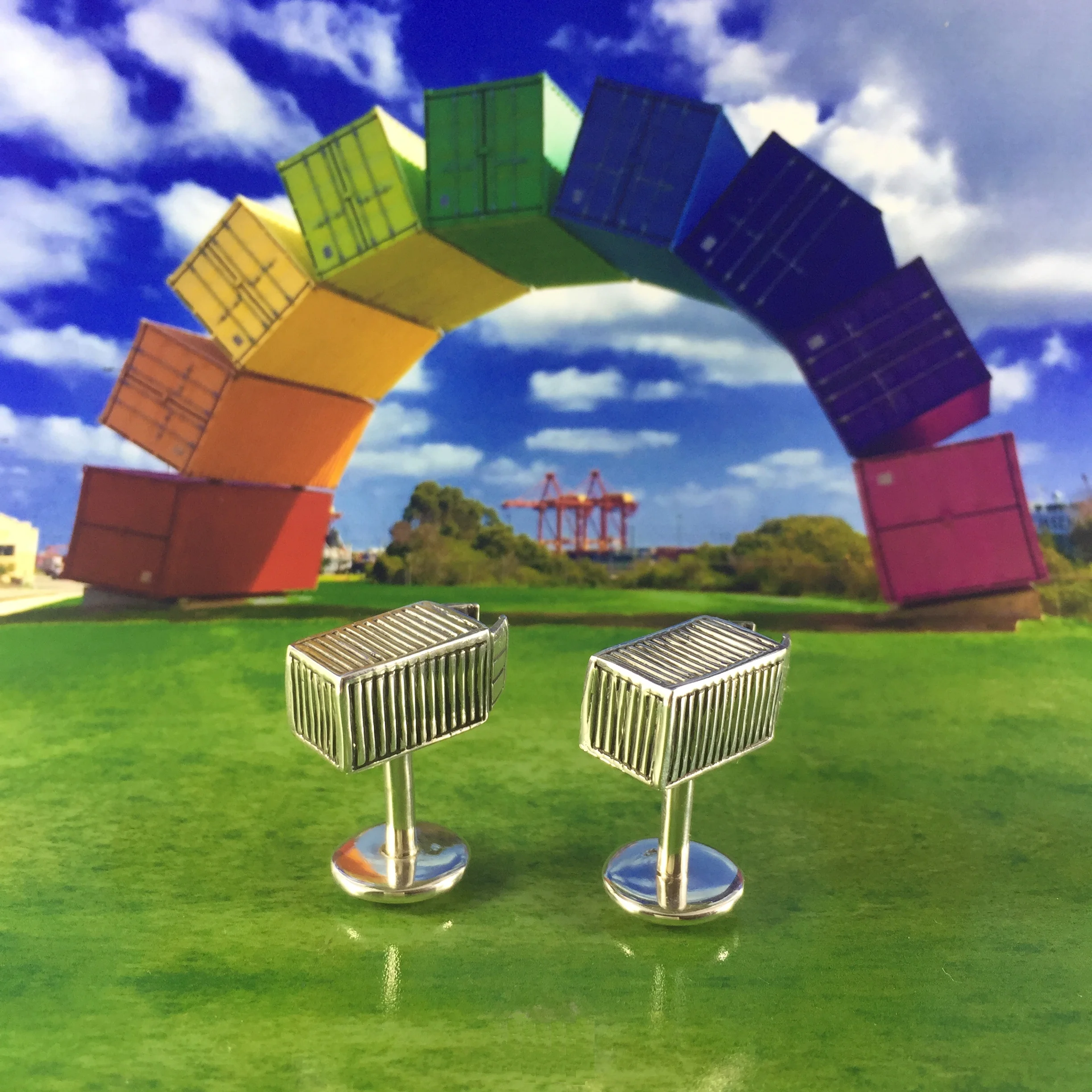 Shipping Container Cuff Links On Rainbow (1).JPG