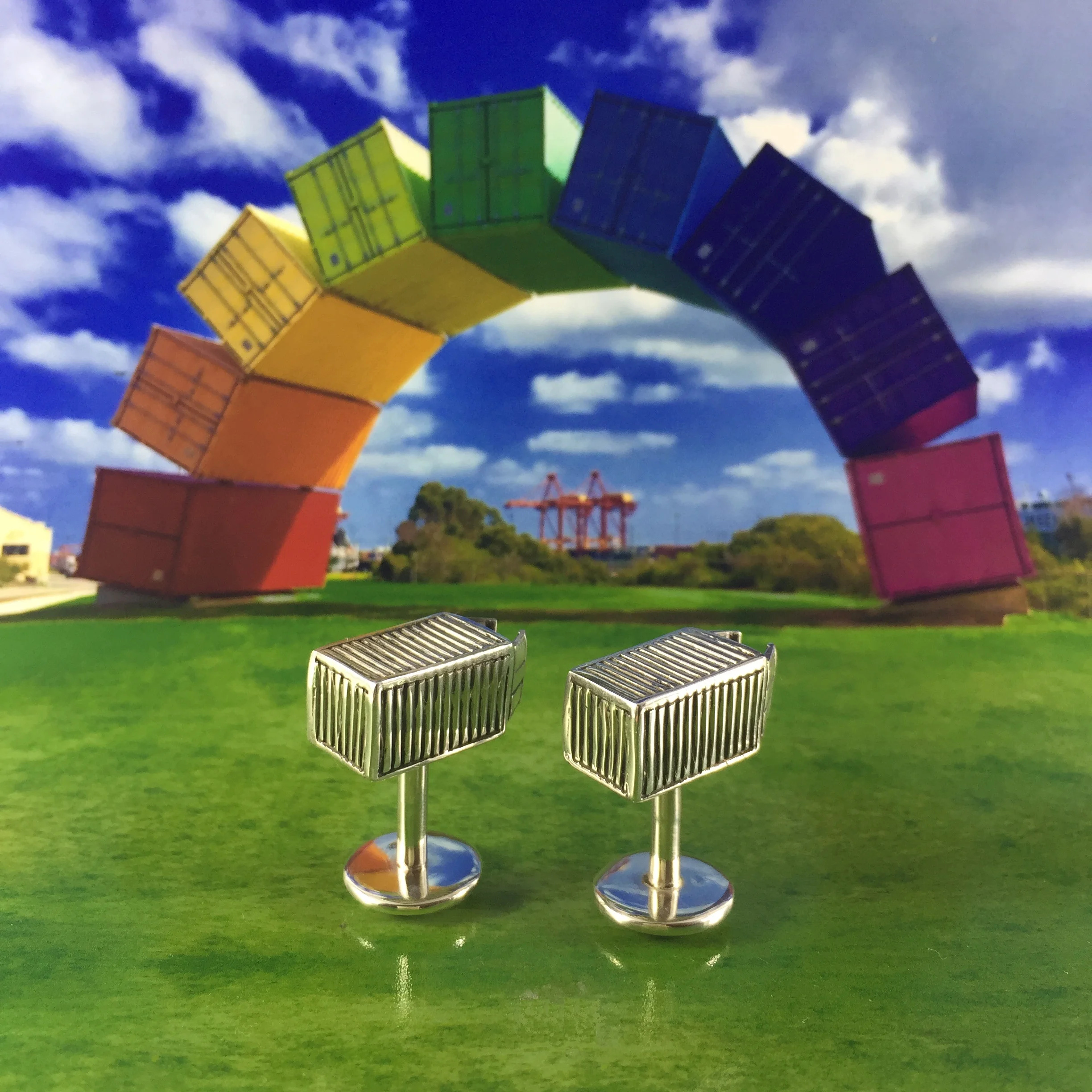 Shipping Container Cuff Links On Rainbow (3).JPG
