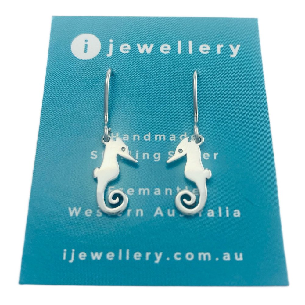 Solid Sterling Silver Seahorse Stud Earrings - 925 Silver, Butterfly Backs, UK Made - Minimalist Jewelry Gift