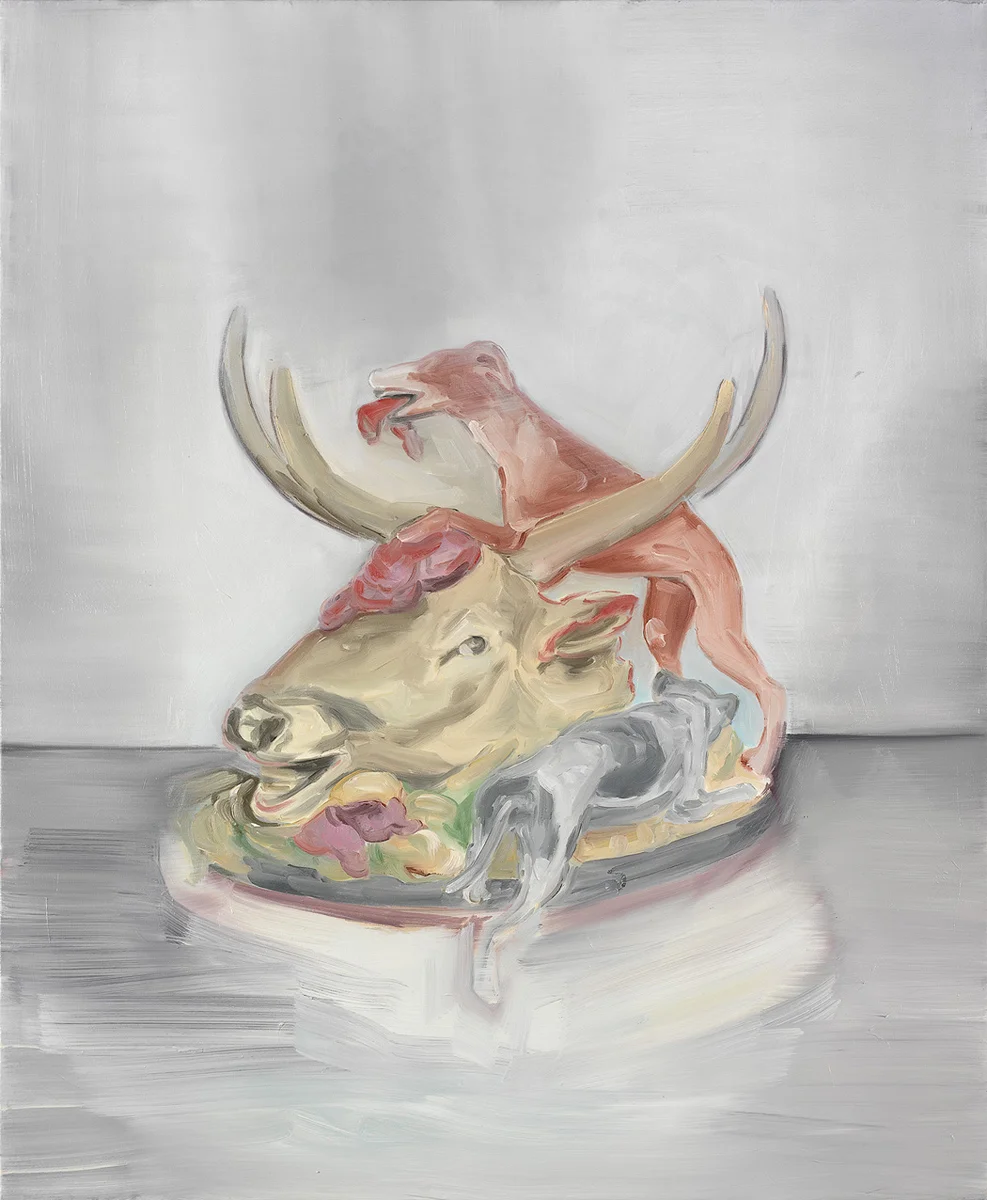 Dogs and a Deer's Head