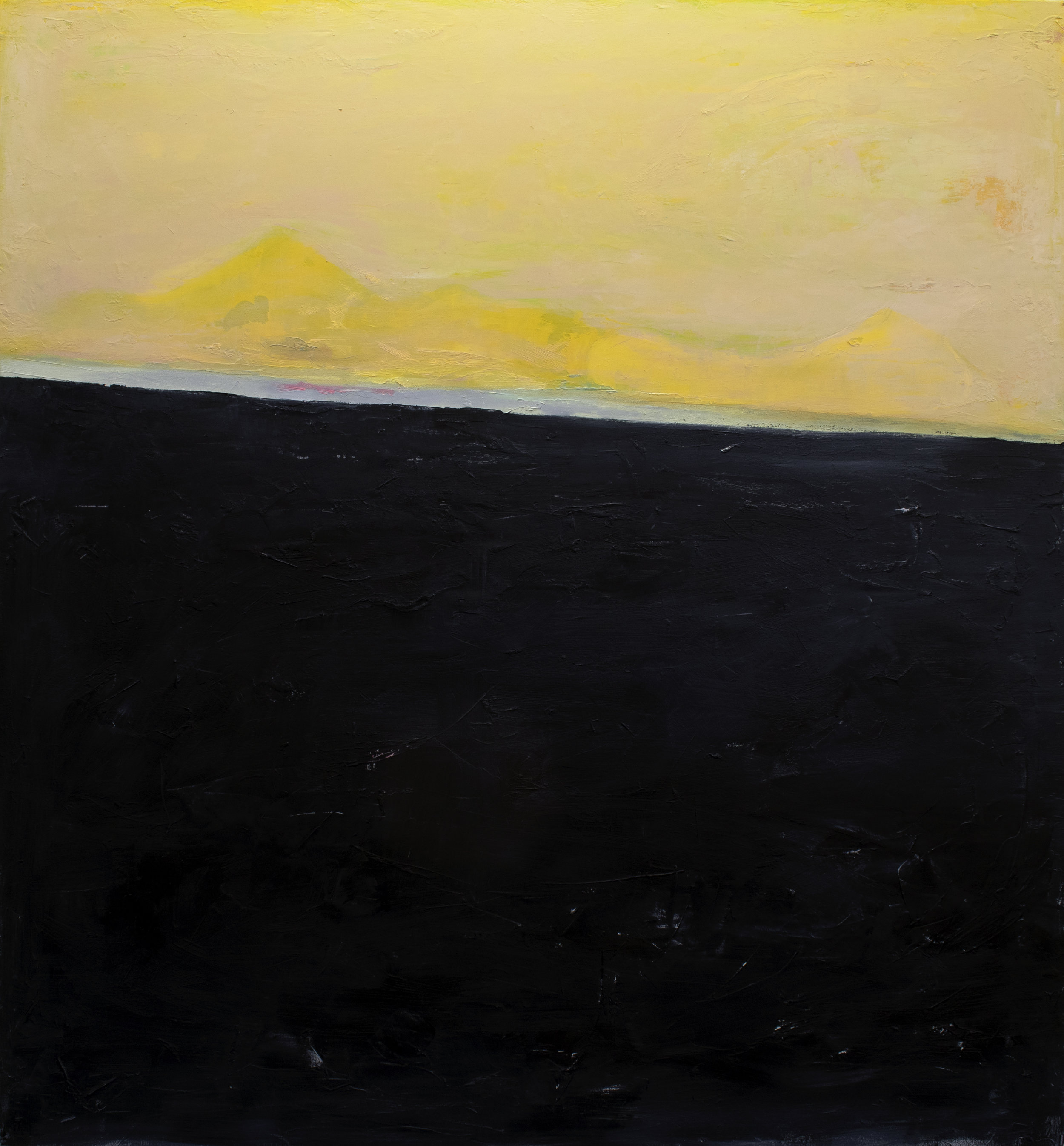     Untitled (Sloped)   oil on canvas, 56 x 60 in.     