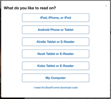 Actual screenshot from BookFunnel after purchase