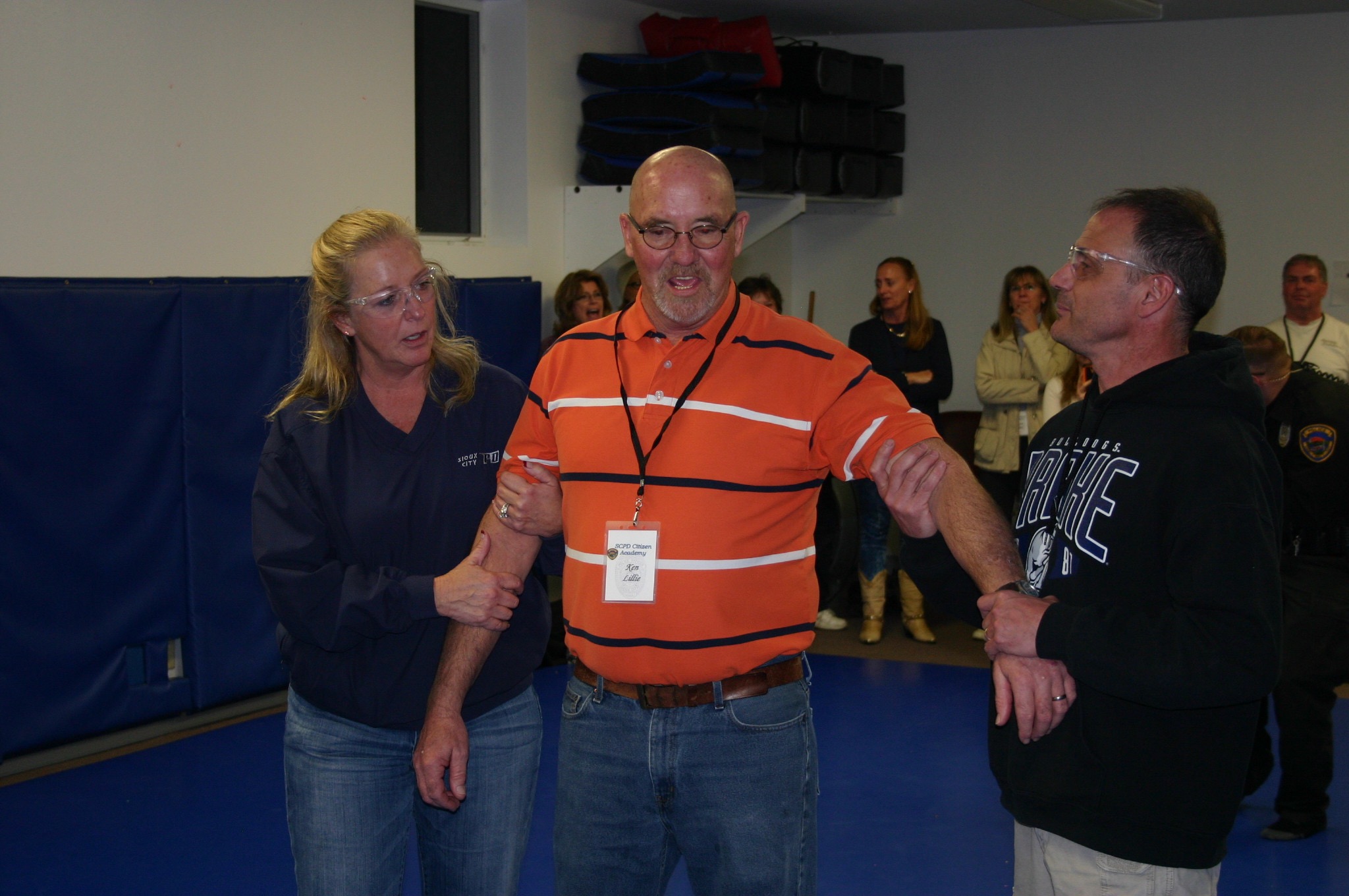  A participant gets ready to be tased by the X-26 Taser.  