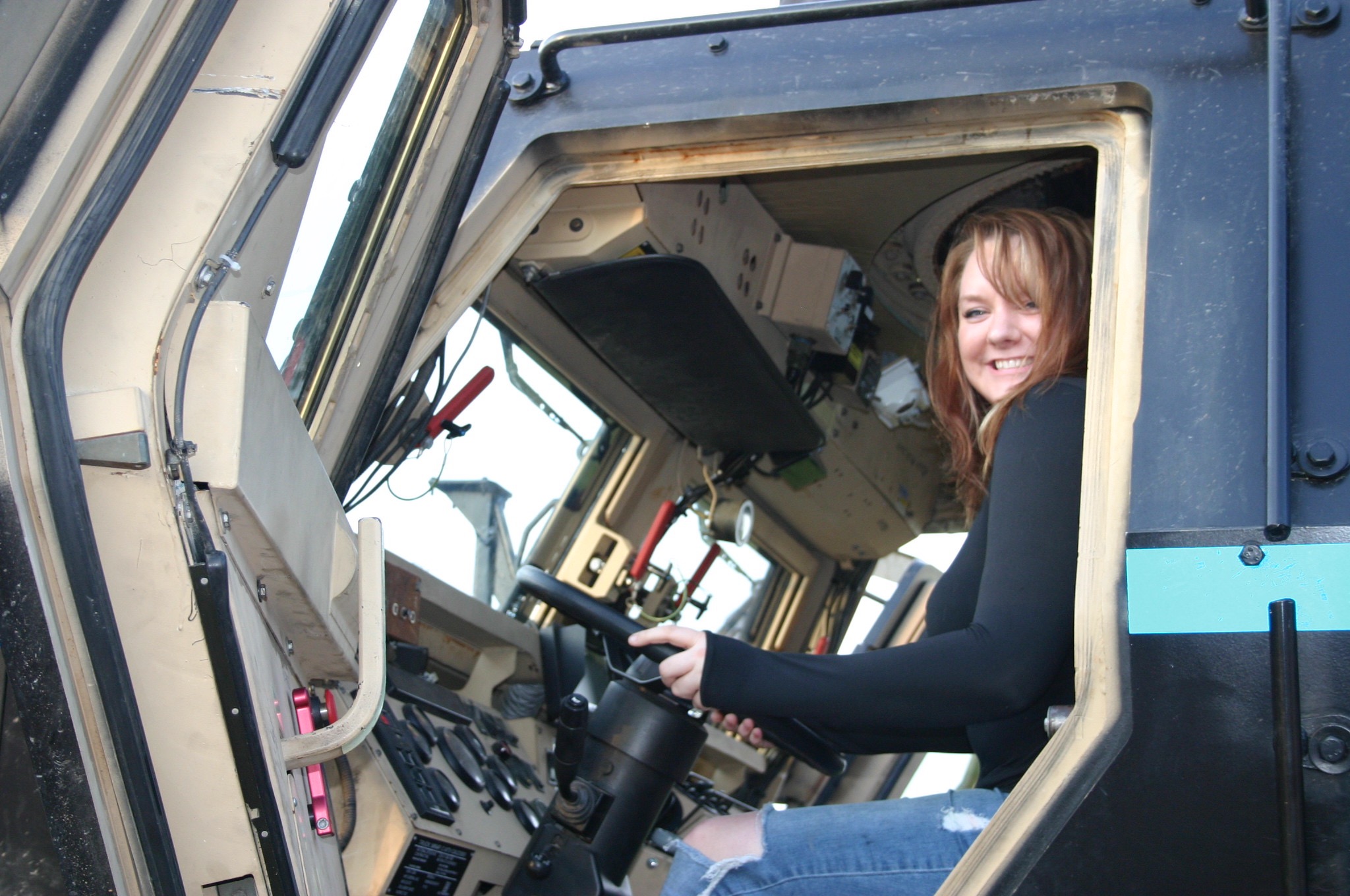 In the driver's seat of the Rescue Vehicle. 