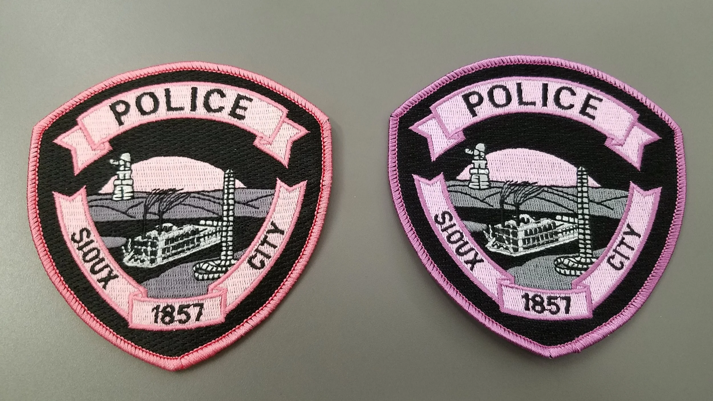 There is a light pink (left) and dark pink (right) version of the patch