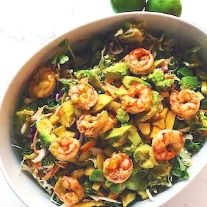 Grilled Cajun Shrimp Salad with Peaches