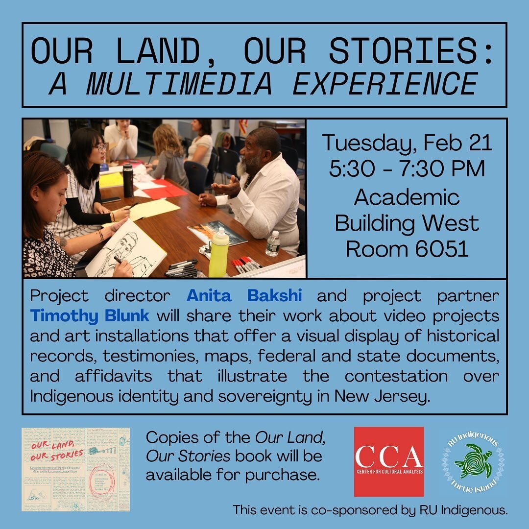 We&rsquo;re excited to present some work we created with the incredible Tim Blunk at Rutgers CCA next week. Join us for a close look at a few video &amp; art projects we collaborated on. Big thanks to @ru_indigenous for co-sponsoring this event !!