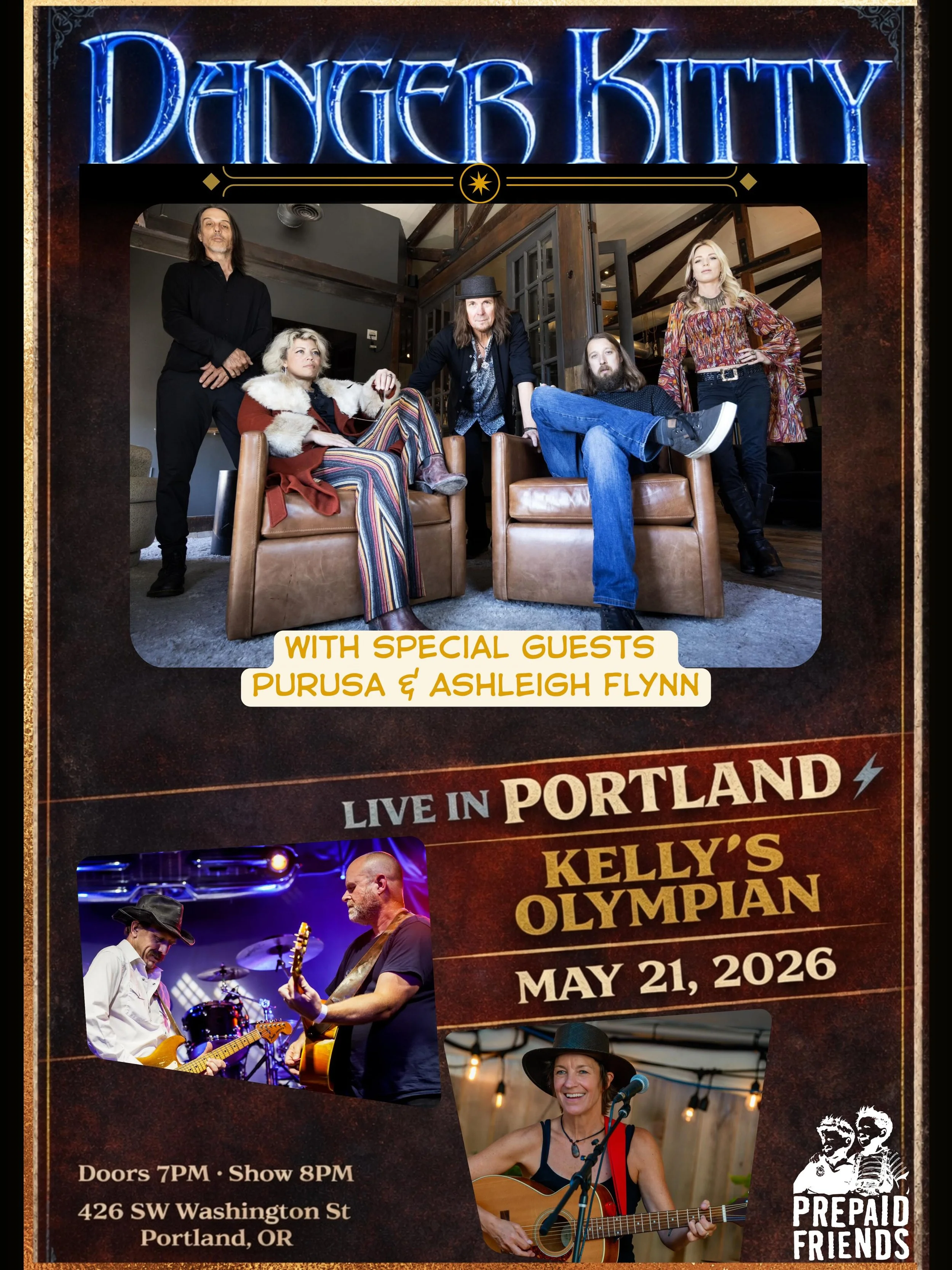 Thursday night at @kellysolympian !! This one snuck up on us after the Hip Tribute in Seattle last weekend. Gonna be a great night of music with @dangerkittymusic and @smashedflynnpdx Kris and Zach doing an acoustic Purusa set for this one.  Let&rsqu