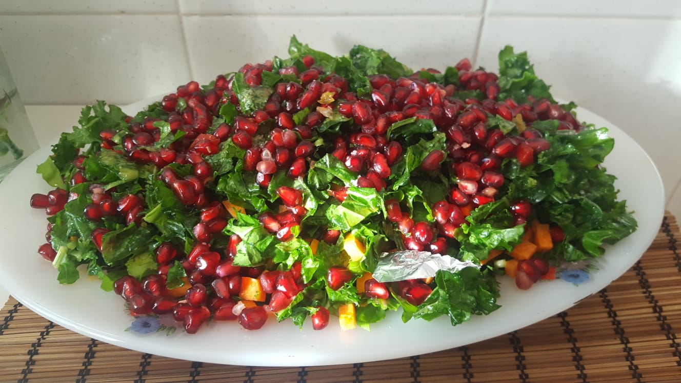 Kale Salad with Pomegranate and Orange Vinaigrette