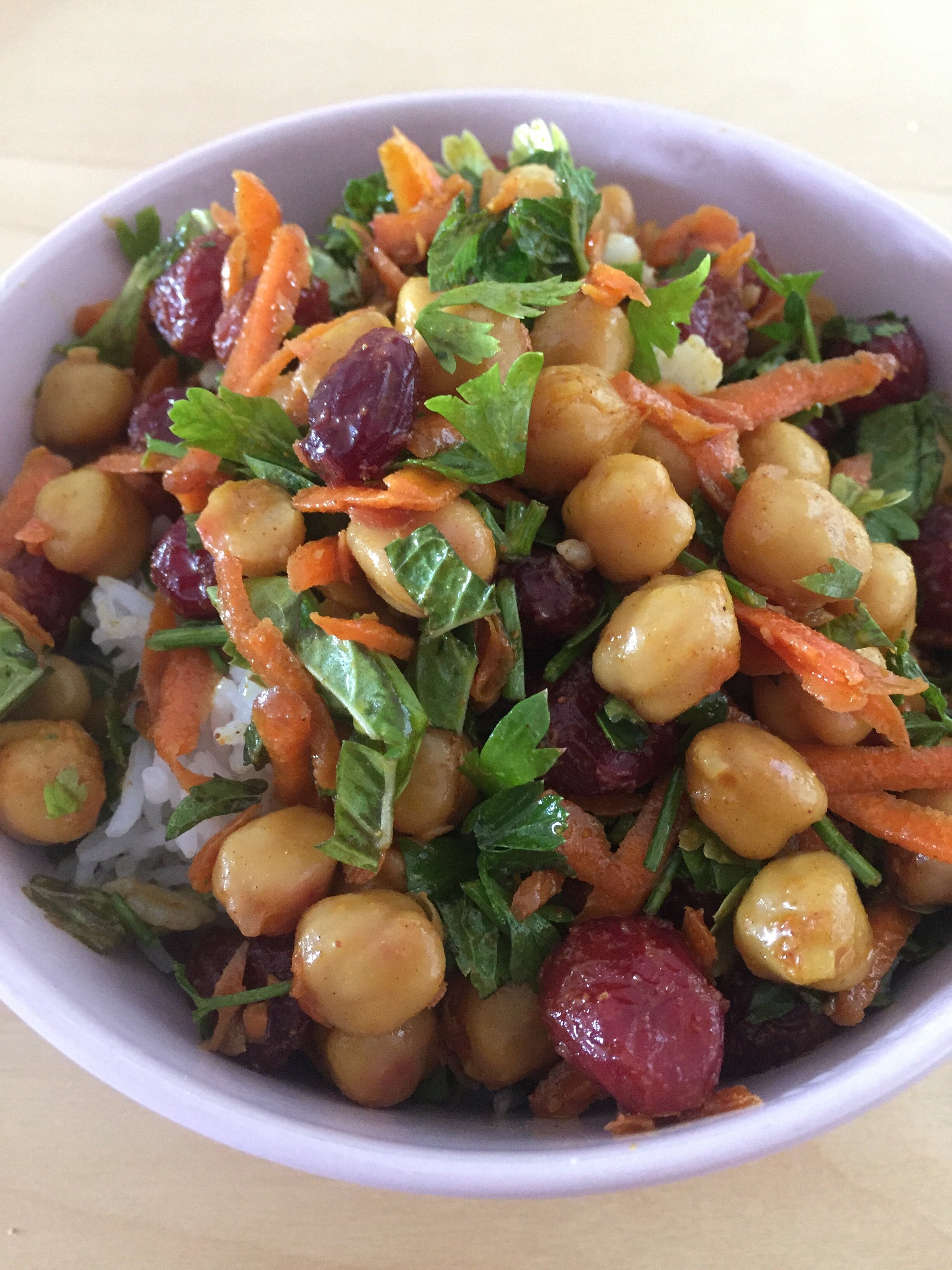Curried Garbanzo Salad with Cranberries and Mint