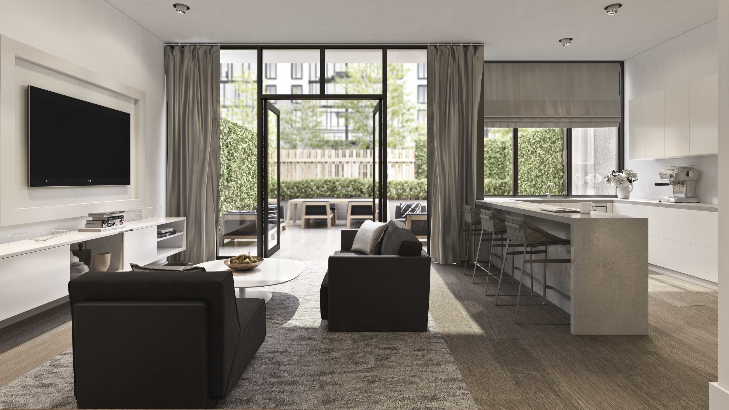 The townhouses have private gardens 