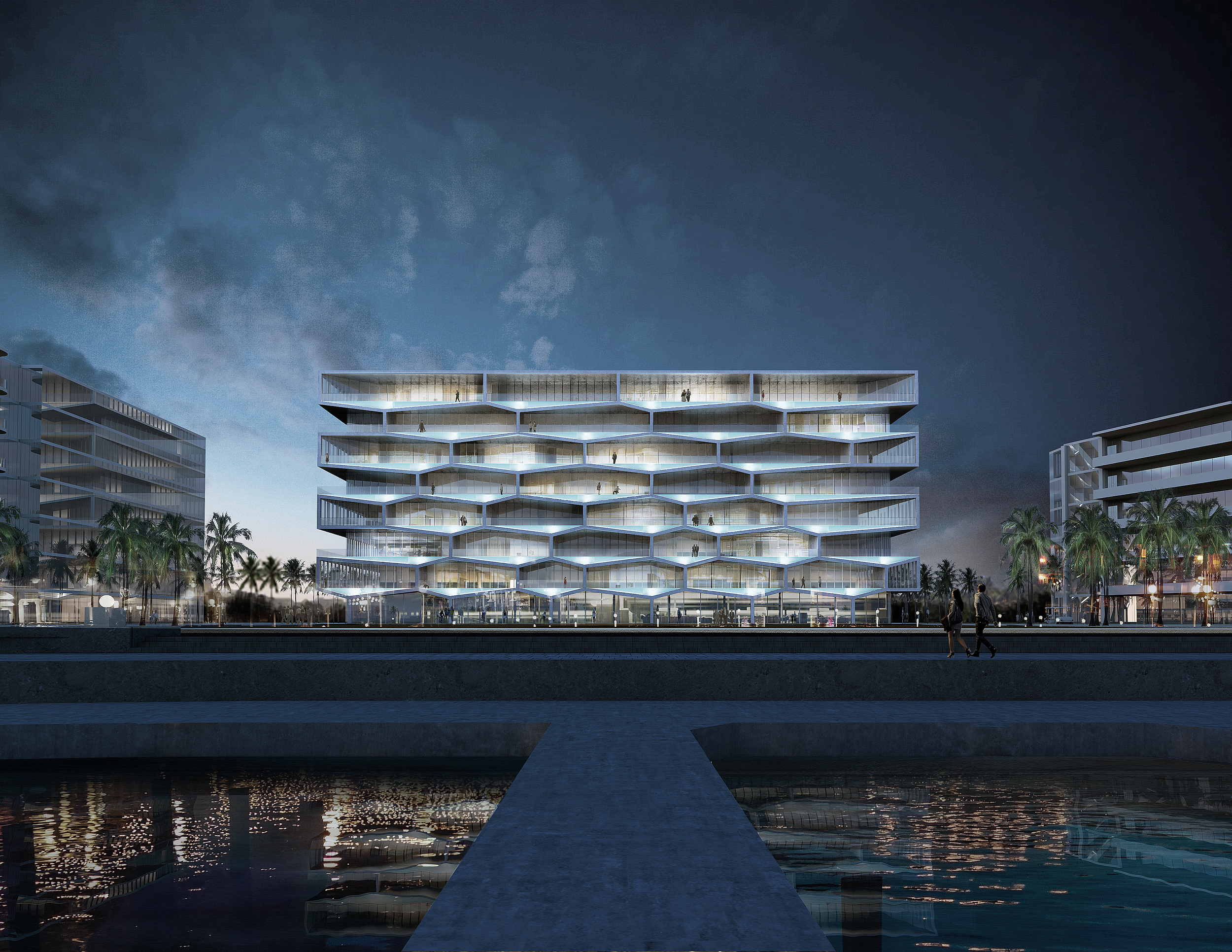 BIG-designed Honeycomb building in the Bahamas will include 34 private pools sunken into terraces