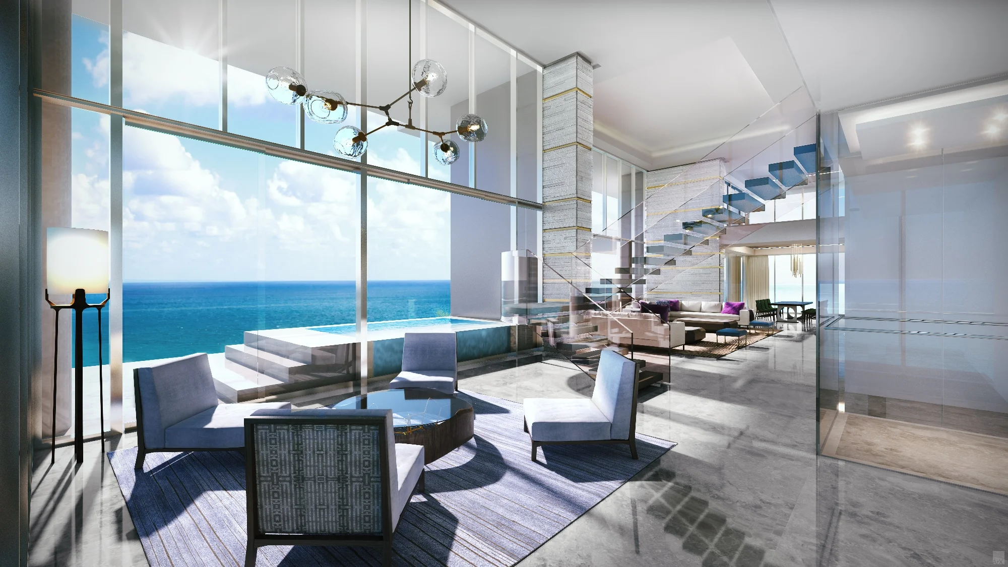 L'Atelier Penthouse living room, Miami Beach