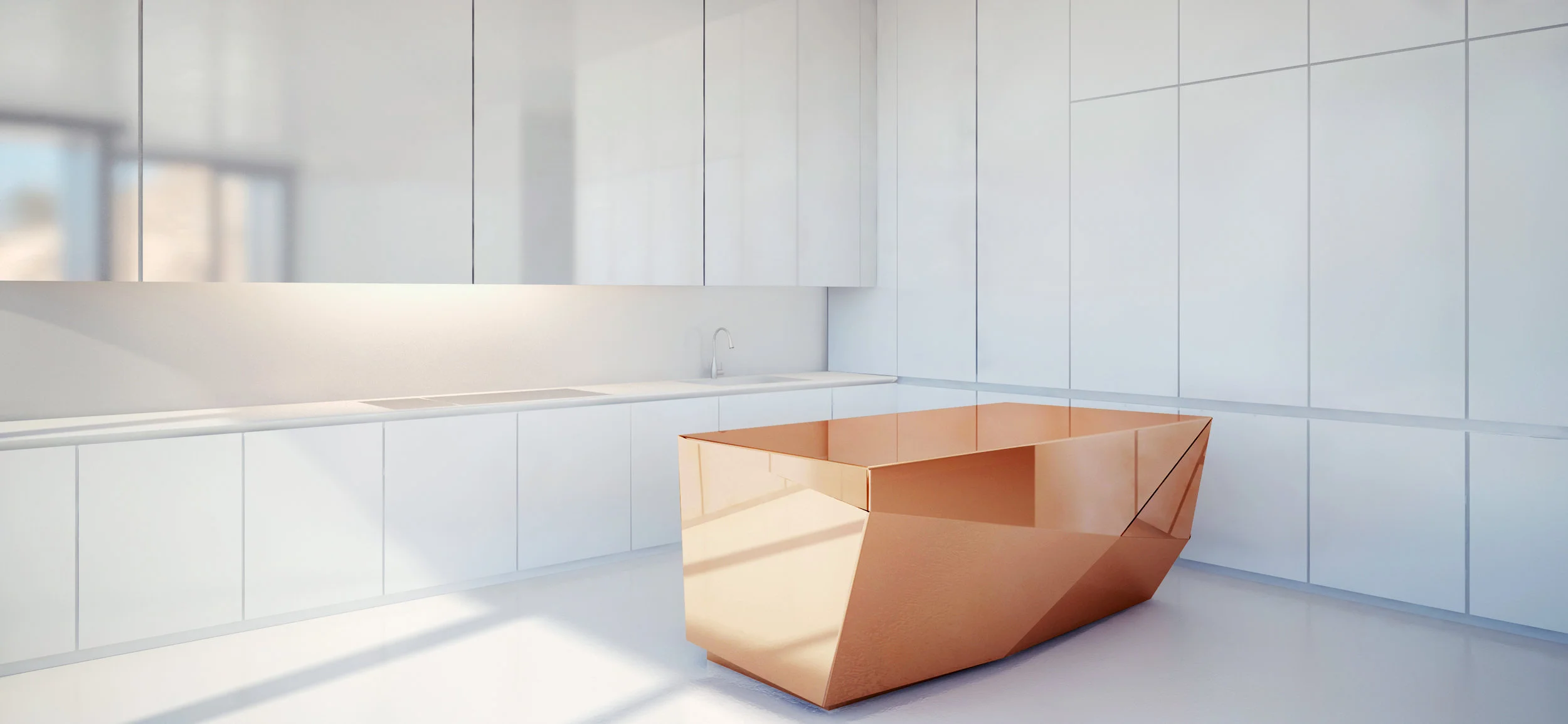 A copper kitchen island concept from Design Haus Liberty