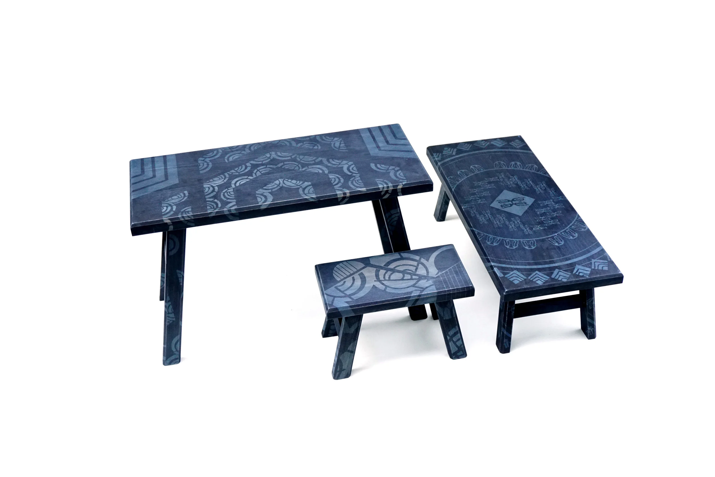 Elaine Ng's Un/Fold project has launched a limited edition of lifestyle products that includes scarves, squat wooden stools and hexagonal wooden wall tiles.