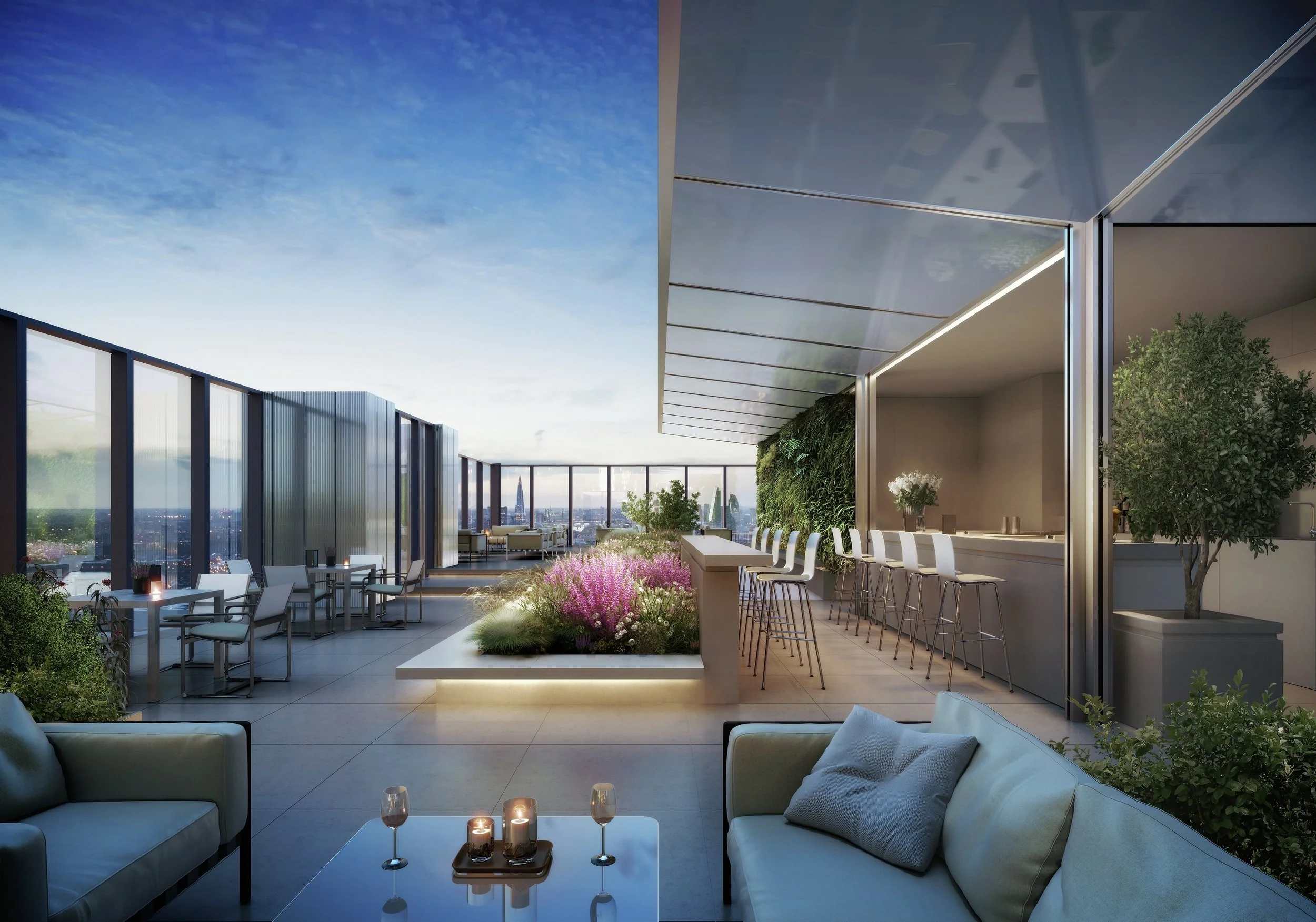 South Quay Plaza resident's floor terrace