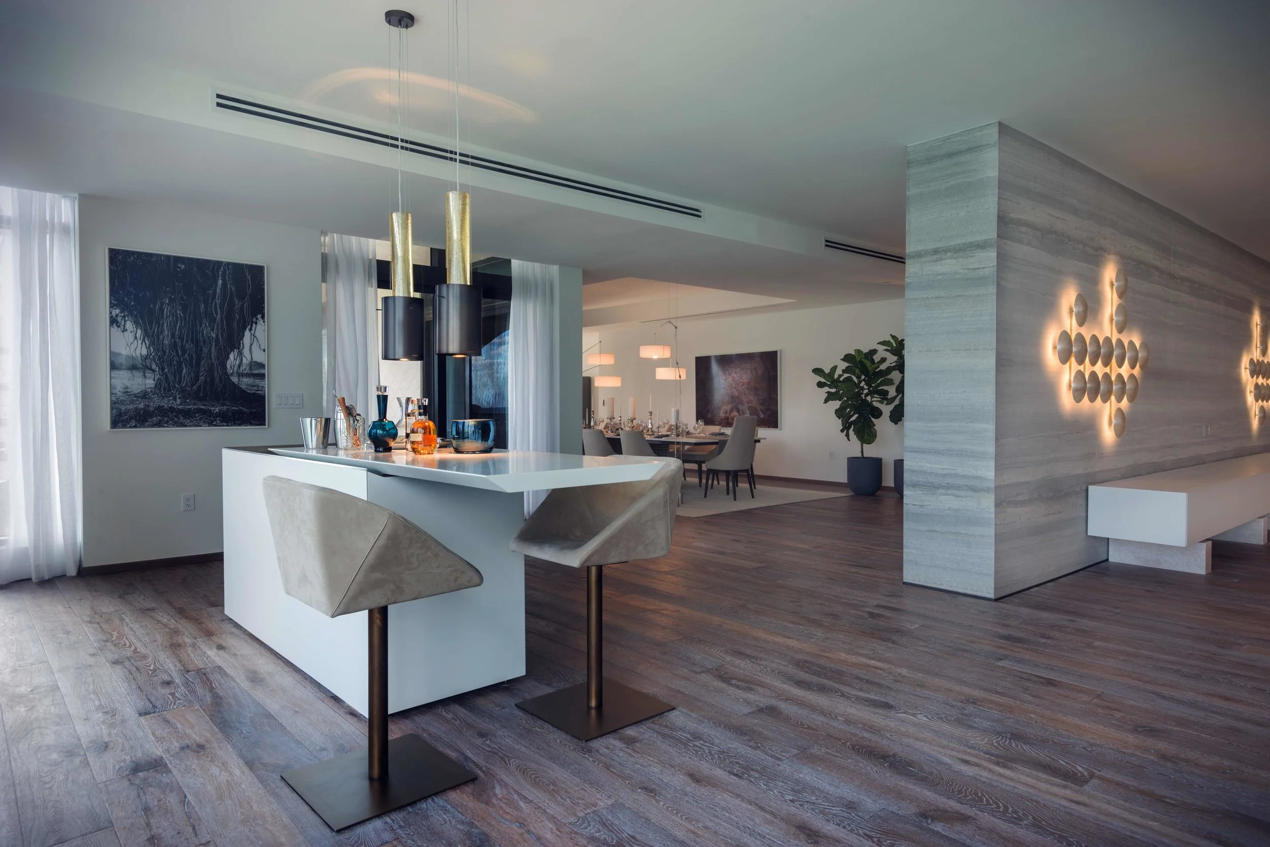 Henge designed this sprawling apartment at Palazzo Del Sol on Fisher Island