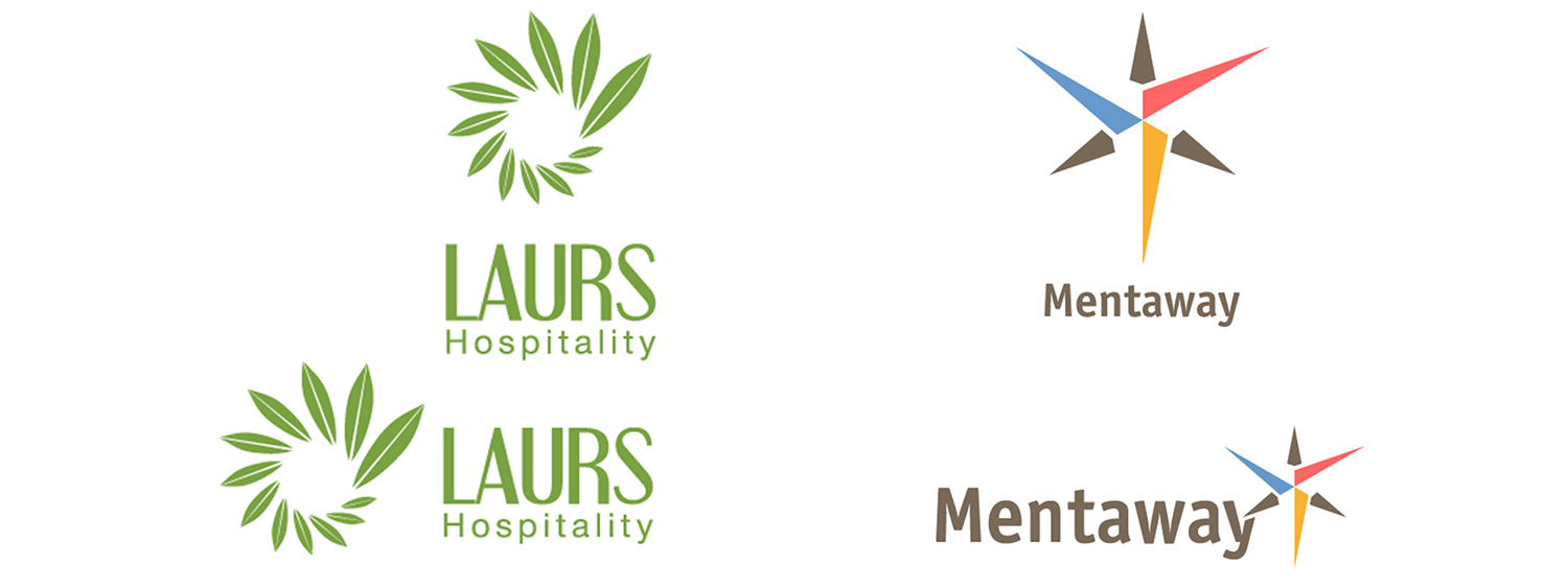 These are two awesome examples of having horizontal and vertical versions of the same logo. As you can tell, each format retains the same elements, just the arrangement changes.