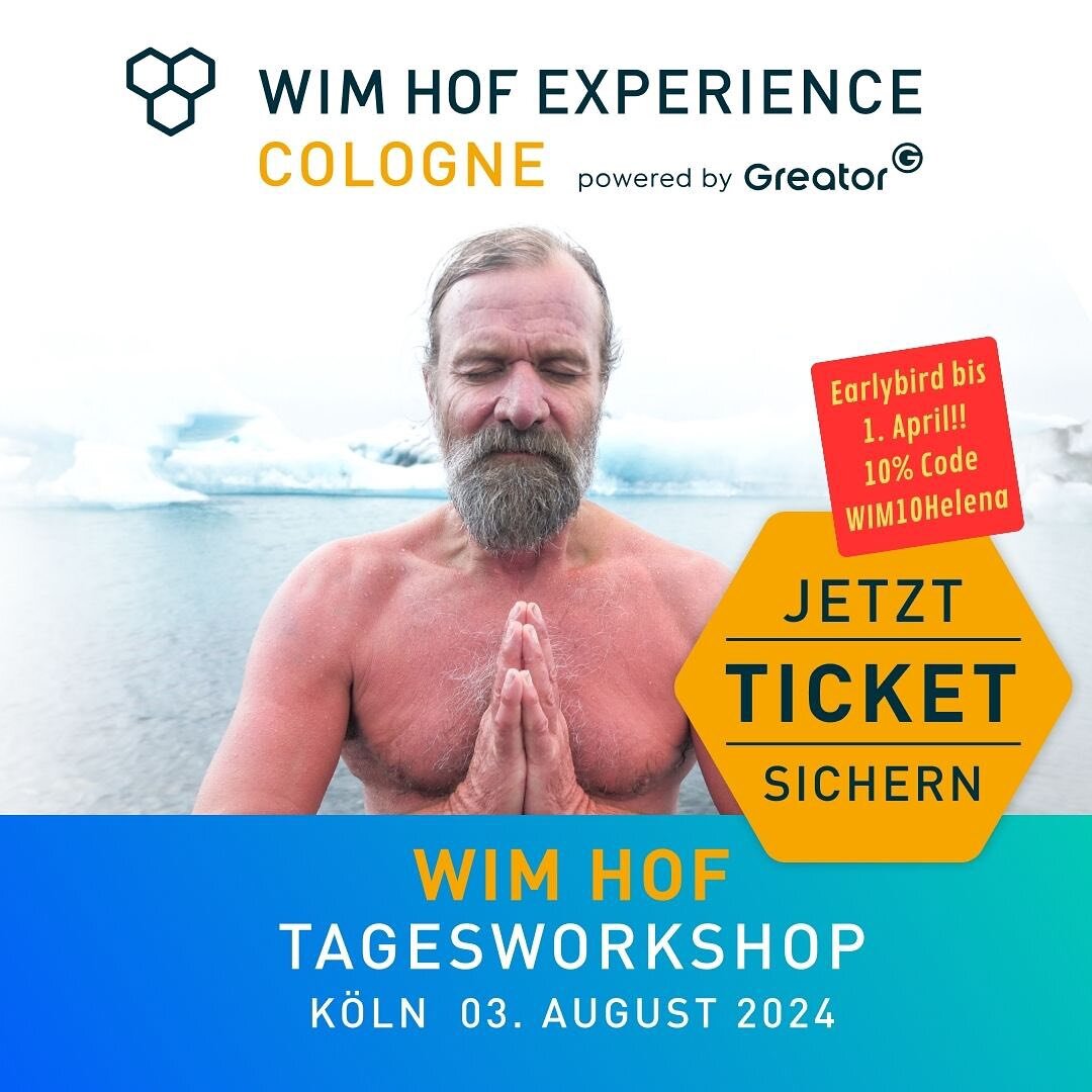 Die Standardfrage an jedem Workshop: „hast du Wim schon einmal persönlich getroffen?“
Hier kannst du Wim aus der Nähe erleben… 
https://go.greator.com/wim-ticket-cologne/
#wimhofmethod