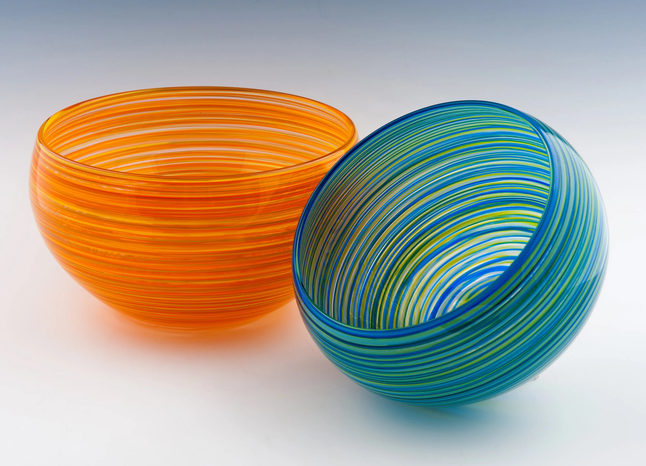 Hoops Bowl, Handblown Glass Art Made in Rhode Island by Clancy Designs