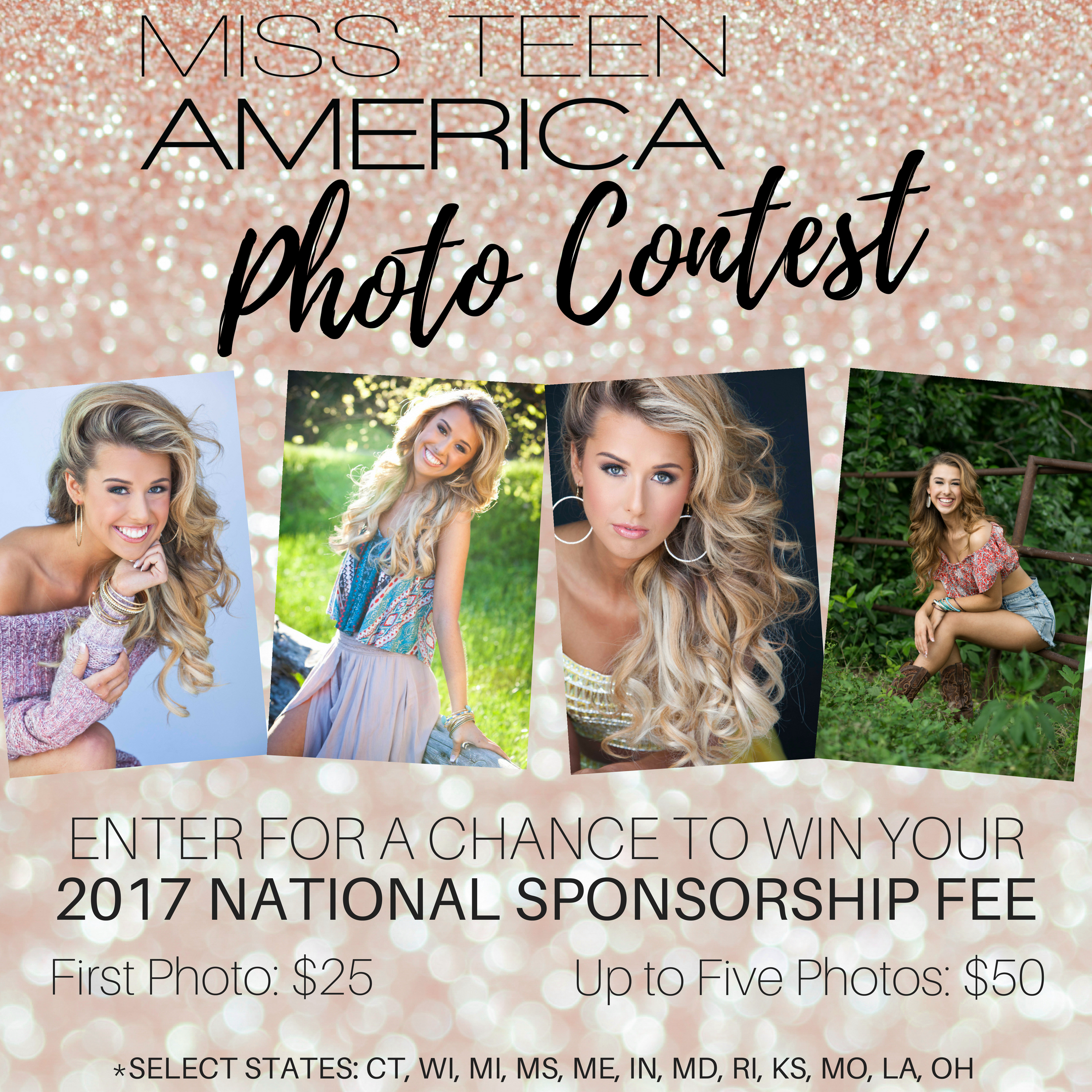 Contest is open to those from the states of Connecticut, Wisconsin, Michigan, Mississippi, Louisiana, Maine, Indiana, Maryland, Rhode Island, Kansas, Ohio & Missouri. 