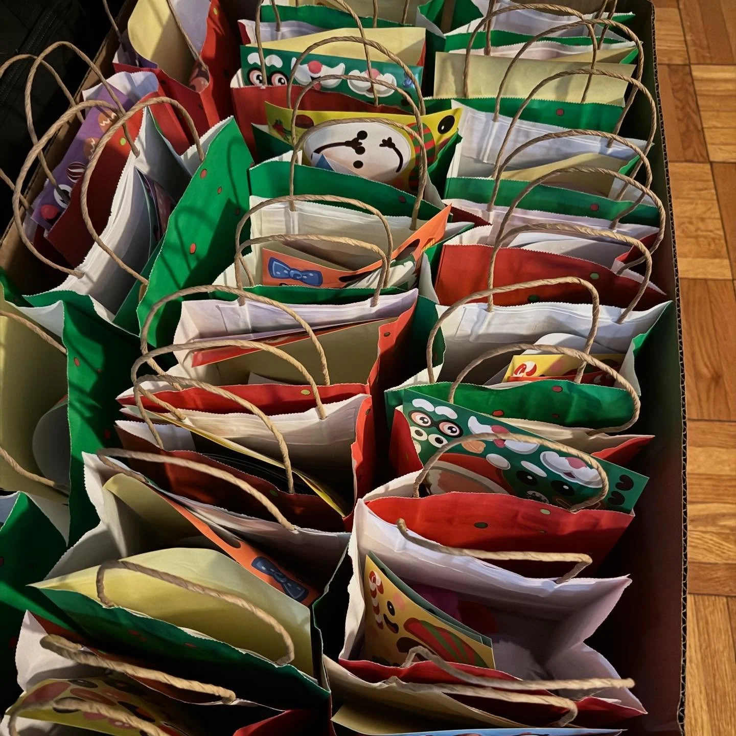 Gift bags for the kids are all prepared for tomorrow&rsquo;s holiday festival. Hope to see you there. @nycparks #lowereasrsidenyc #lowereastside #holiday #treelighting