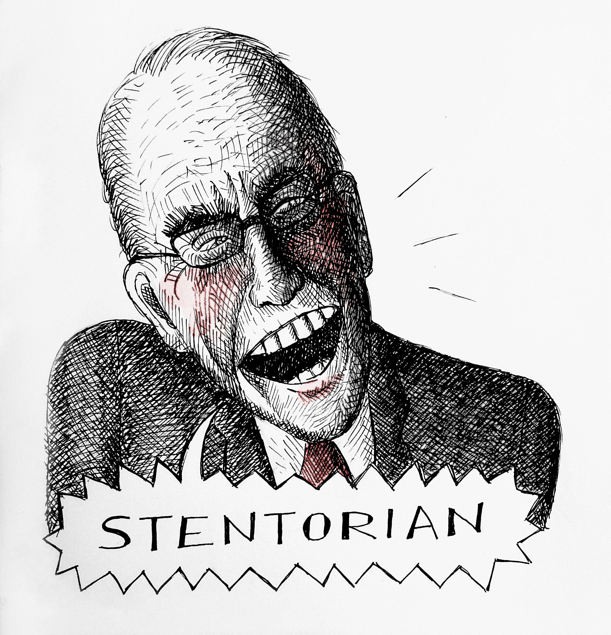 Senator Grassley being a "stentorian" mansplainer (illustrated words series)