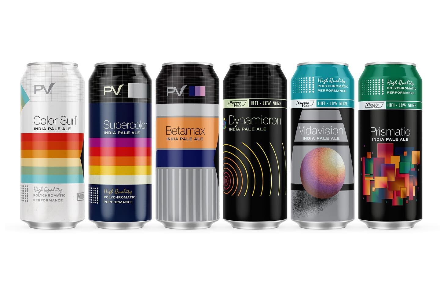 SWIPE ➡️
Another set we have been running with at @pueblovida are inspired by old VHS, cassette and Betamax designs. These beers are all IPA versions of their anniversary DIPAs, so the color palette for each can corresponds to the related anniversary