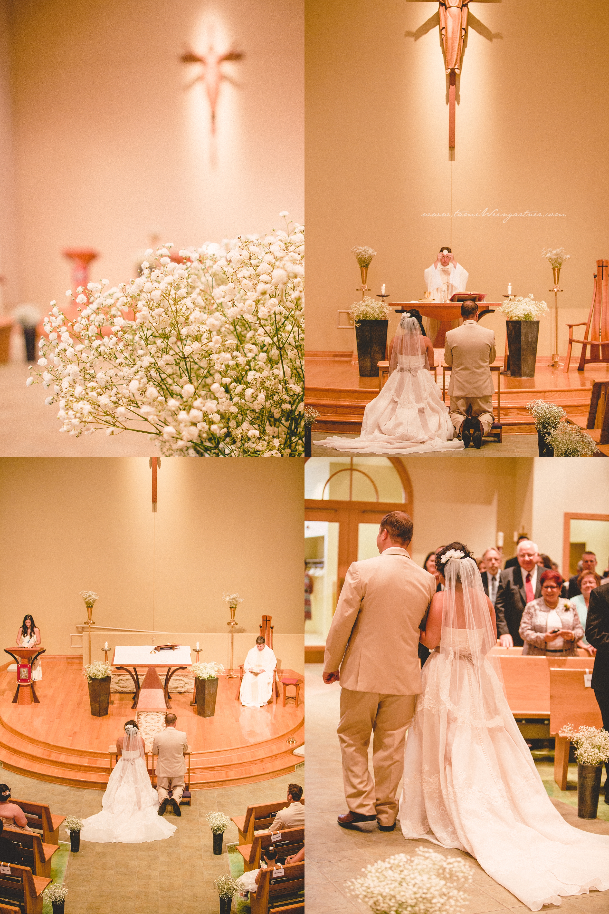 Minimalistic catholic Holy Trinity church in Ligonier during a wedding