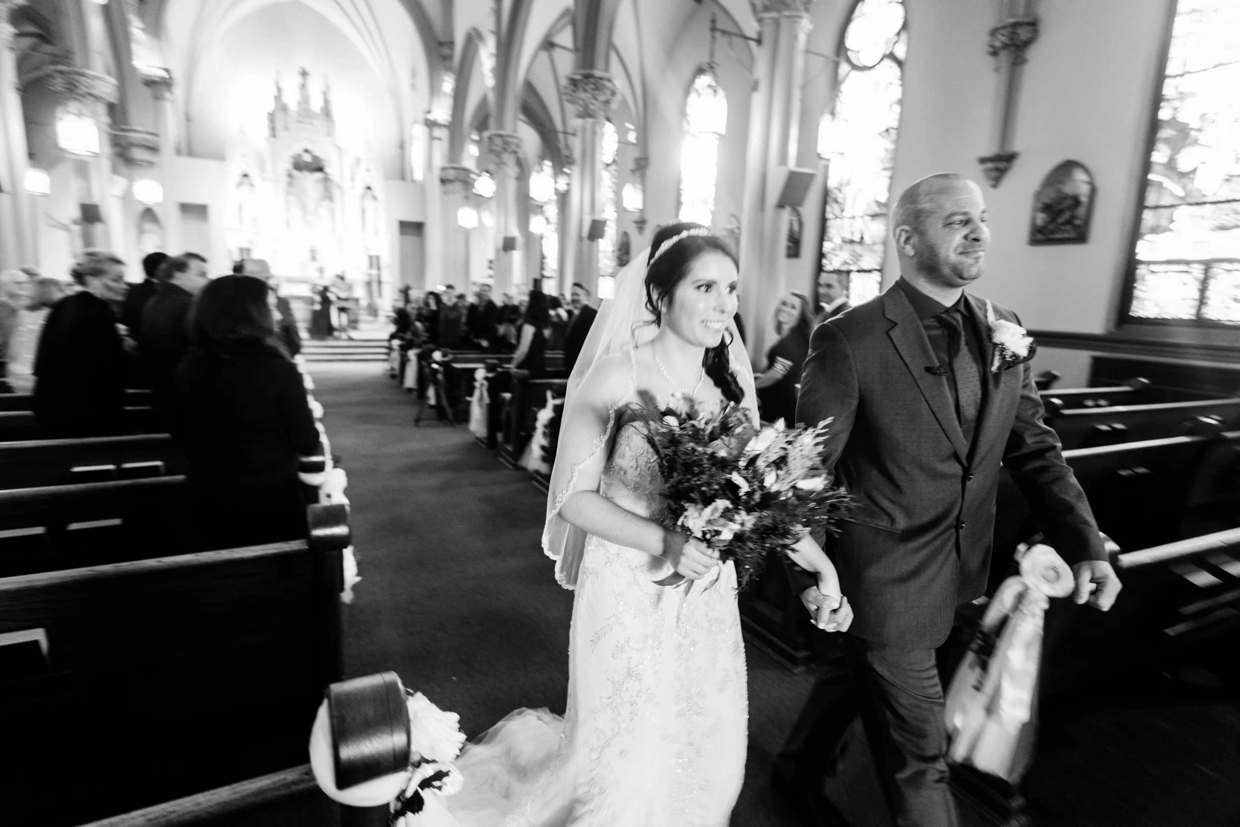 Always the best part of the day to photograph…the bride and groom walking back down the aisle after the ceremony with so much joy and happiness.