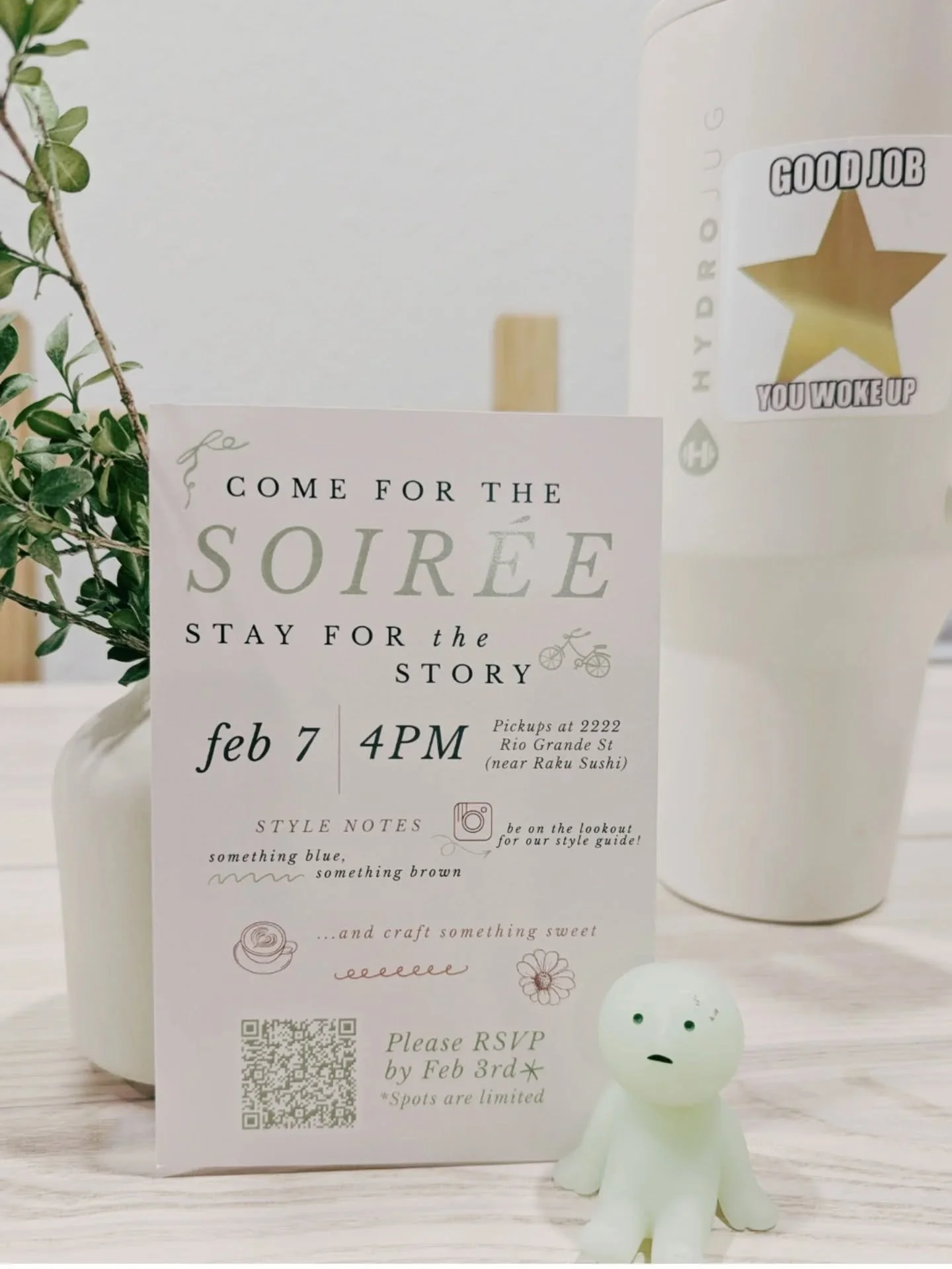 Trying to be aesthetic but real. 

soir&eacute;e [sw&auml;-ray] - fancy word for evening party, and ladies, you're invited 🫰. 

Sat. Feb 7 at 4 PM
DM for more info!

#ut29 #utaustin