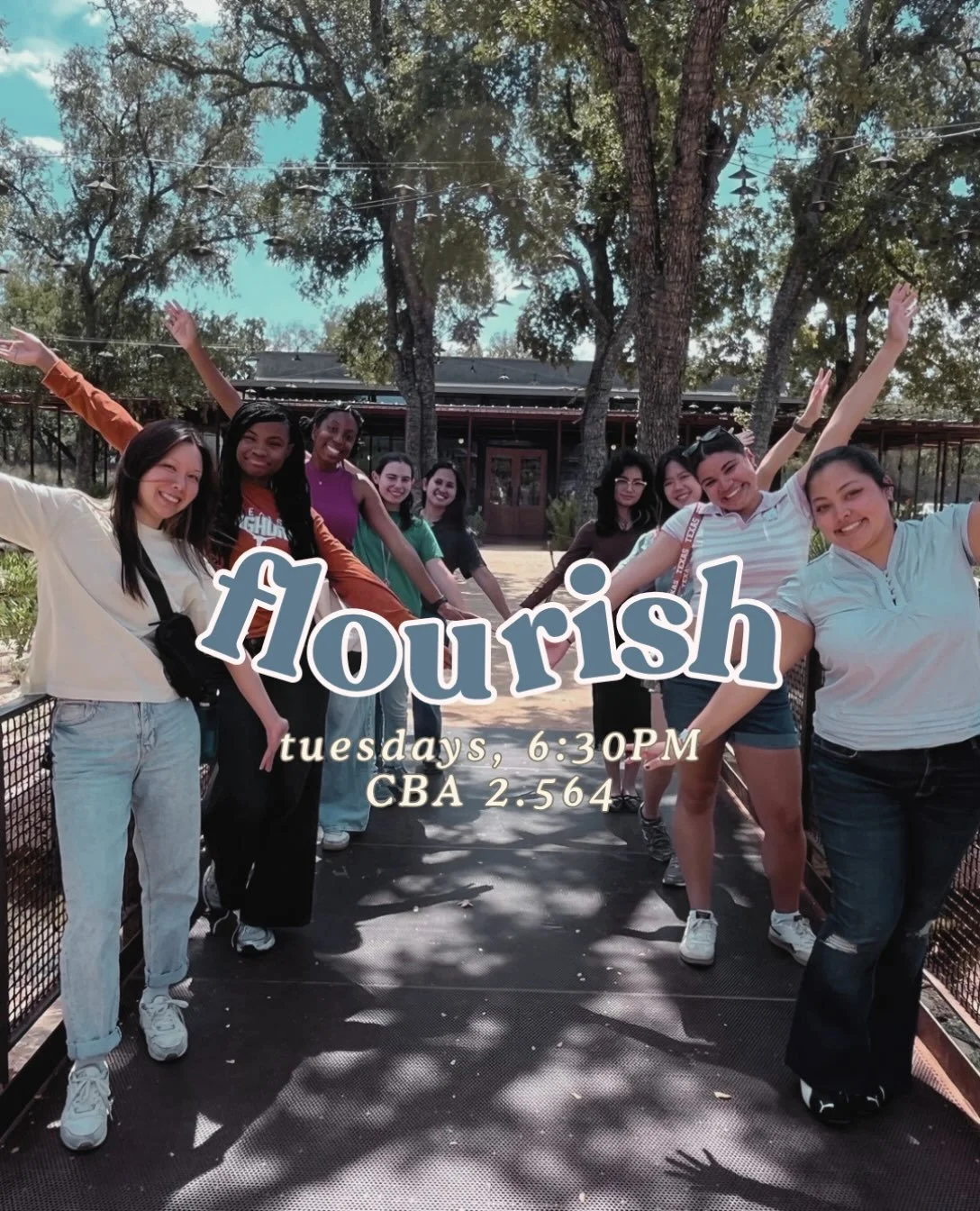 Aaaannddd we&rsquo;re back! Our women&rsquo;s group, Flourish, is back for another round this semester 💐  Join us on Tuesdays at 6:30PM in CBA 2.564 &mdash; we&rsquo;d love to see you there!
