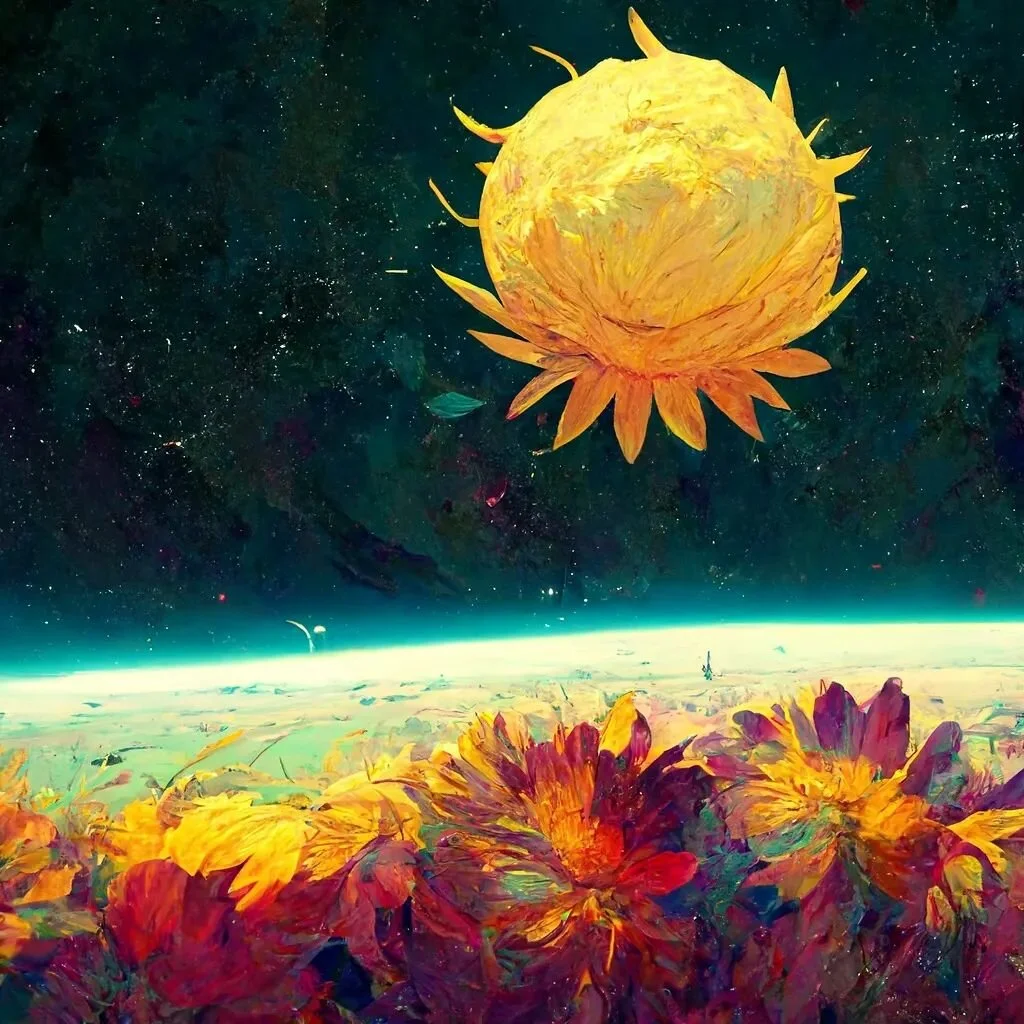 Galactic Sunflower
#midjourney 
.
.
Honestly, if nothing else it's been exceptionally inspirational 🤩 I'm having a blast making ai images.
.
#aiartcommunity #aiart #digital #digitalart #midjourneyart #midjourneyai #galaxy #galactic #space #spaceart 