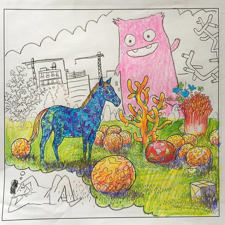 Sarah Glidden drew Fran Lopez having a psychedelic bubble gum monster attack fever dream. She also drew some stuff in the margins that isn't quite safe for work, so don't ask.