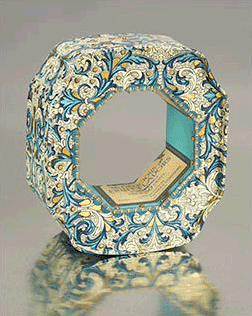 Fancy octagonal bracelet with teal & gold pattern