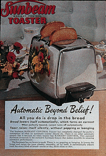Vintage Sunbeam Toaster Ad that inspired the styling for Toast to the Bride